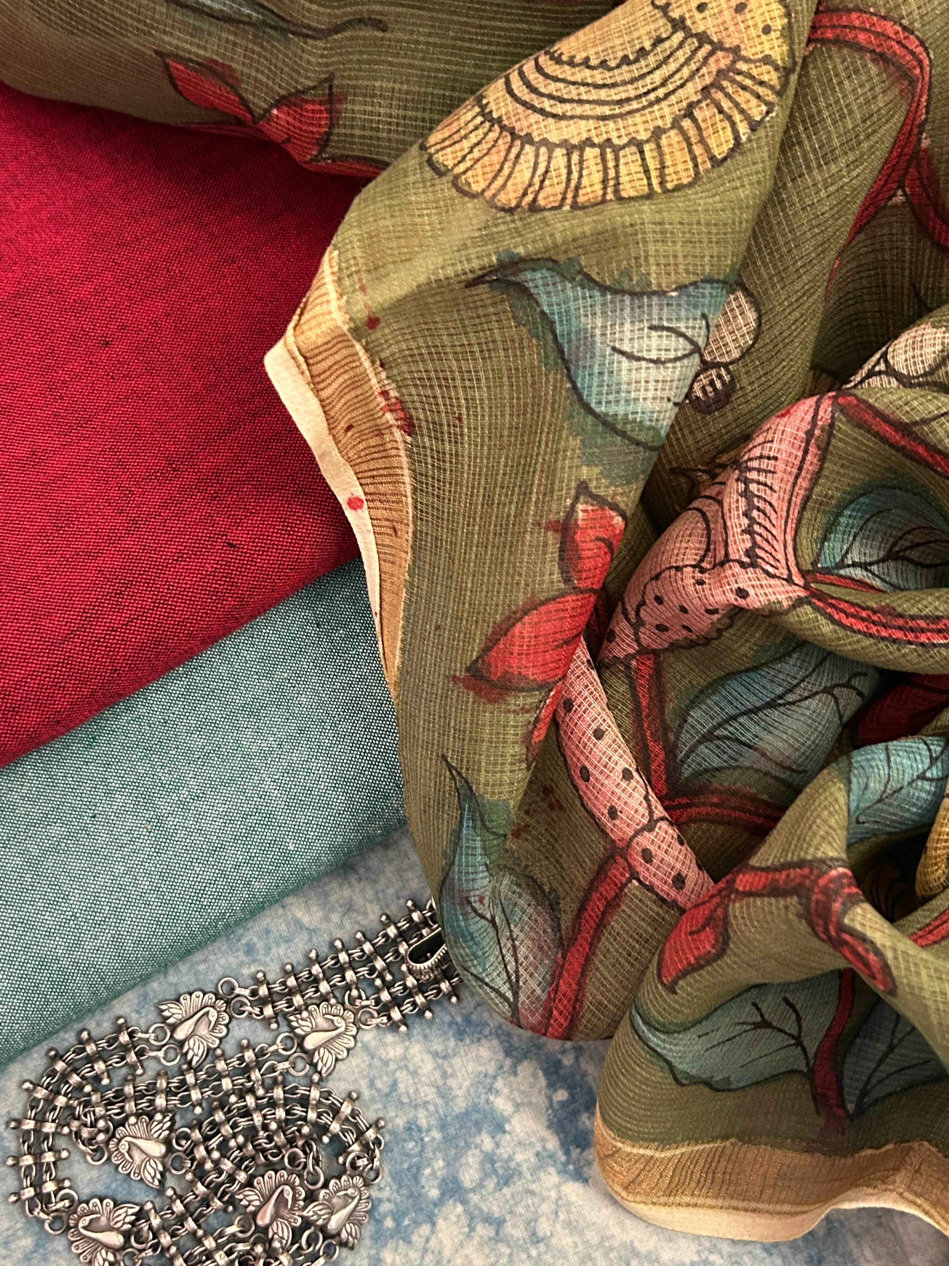 Handwoven Handpainted Kalamkari Set