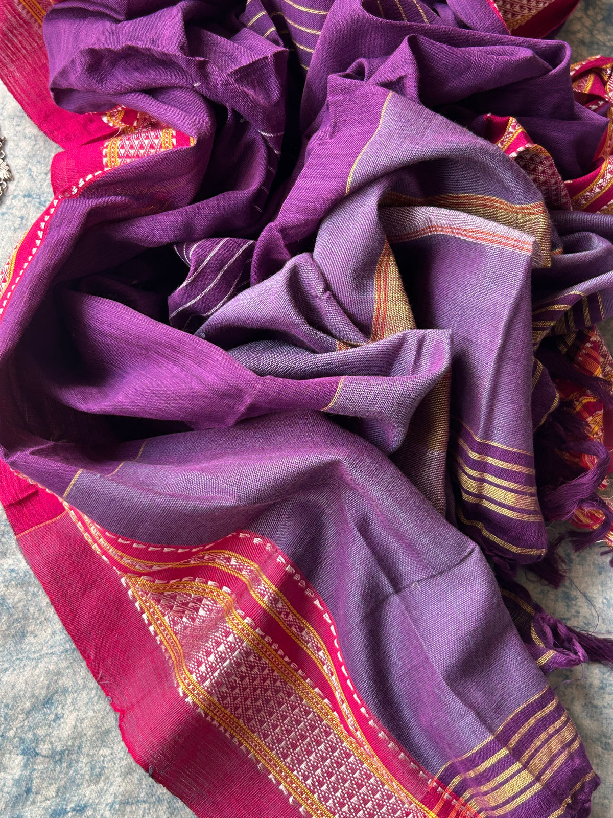 Ulhaas - Handwoven Telangana cotton and Ilkal Dupatta Set