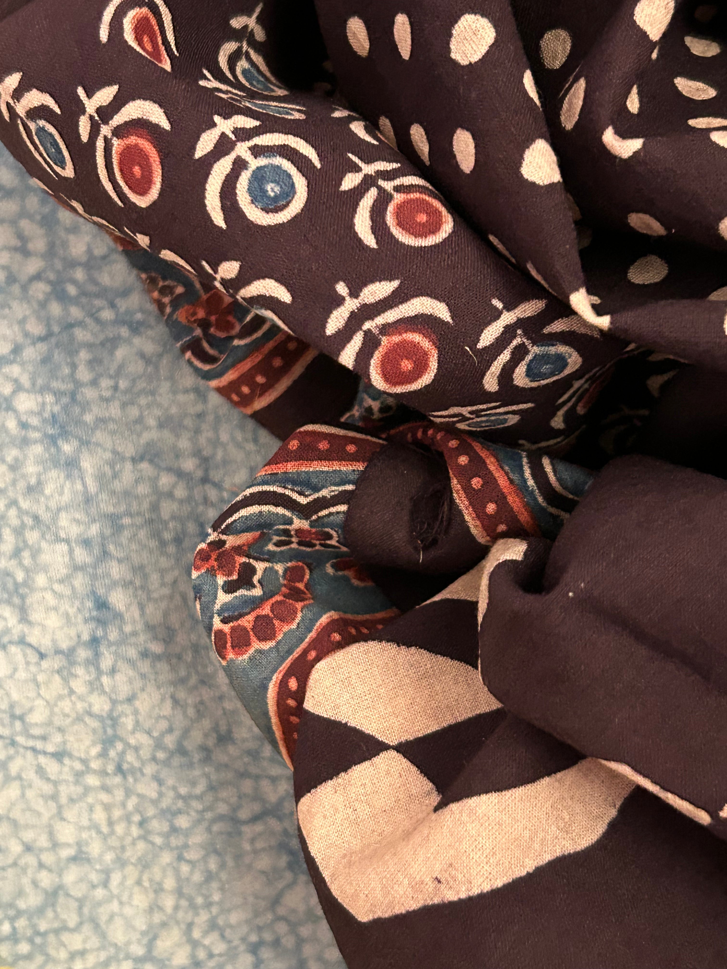 Natural Dyes Hand Block Ajrakh Dupatta
