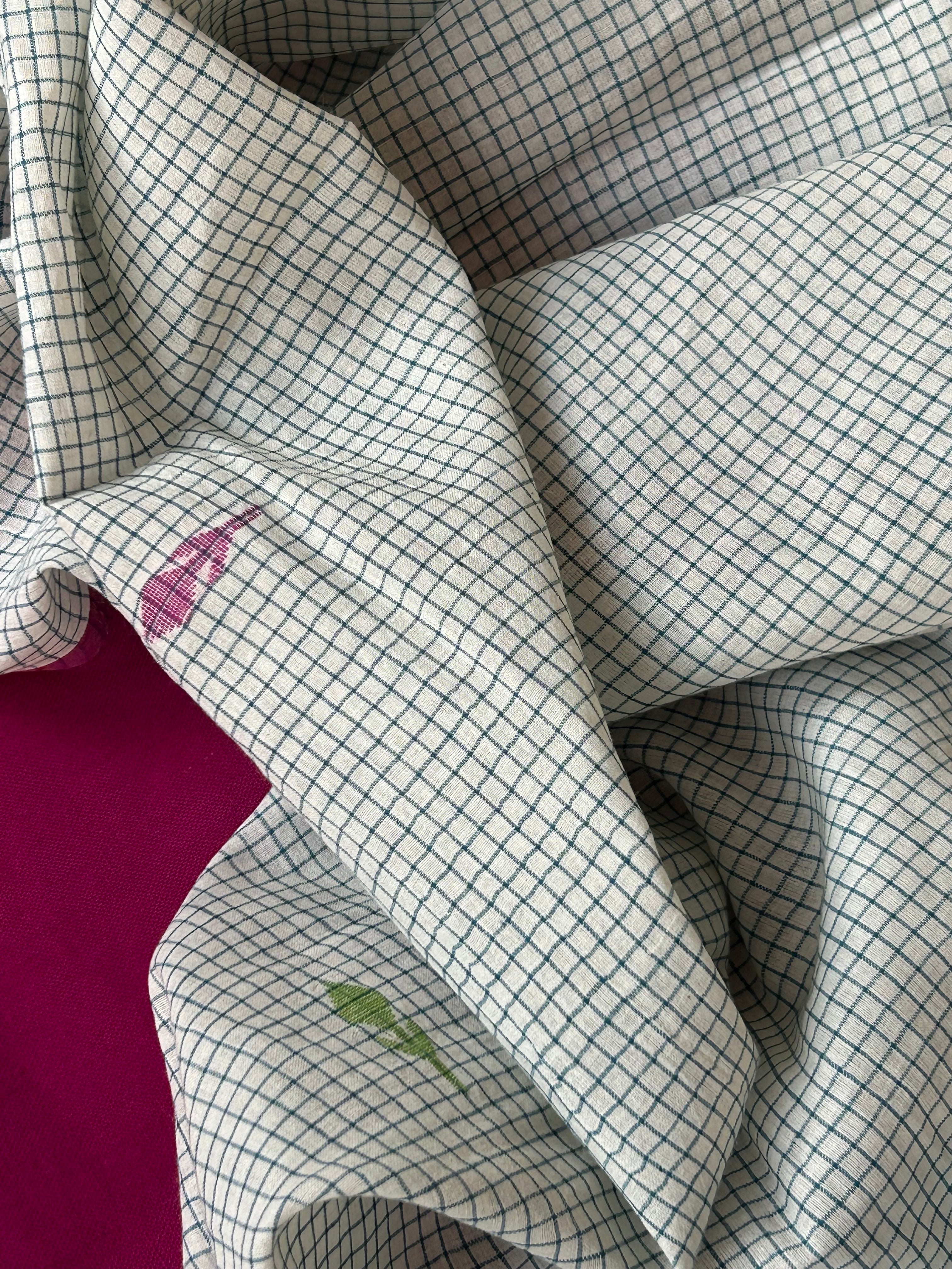 Handwoven Cotton Bengal Jamdani Dupatta Set - The Garden Bloom