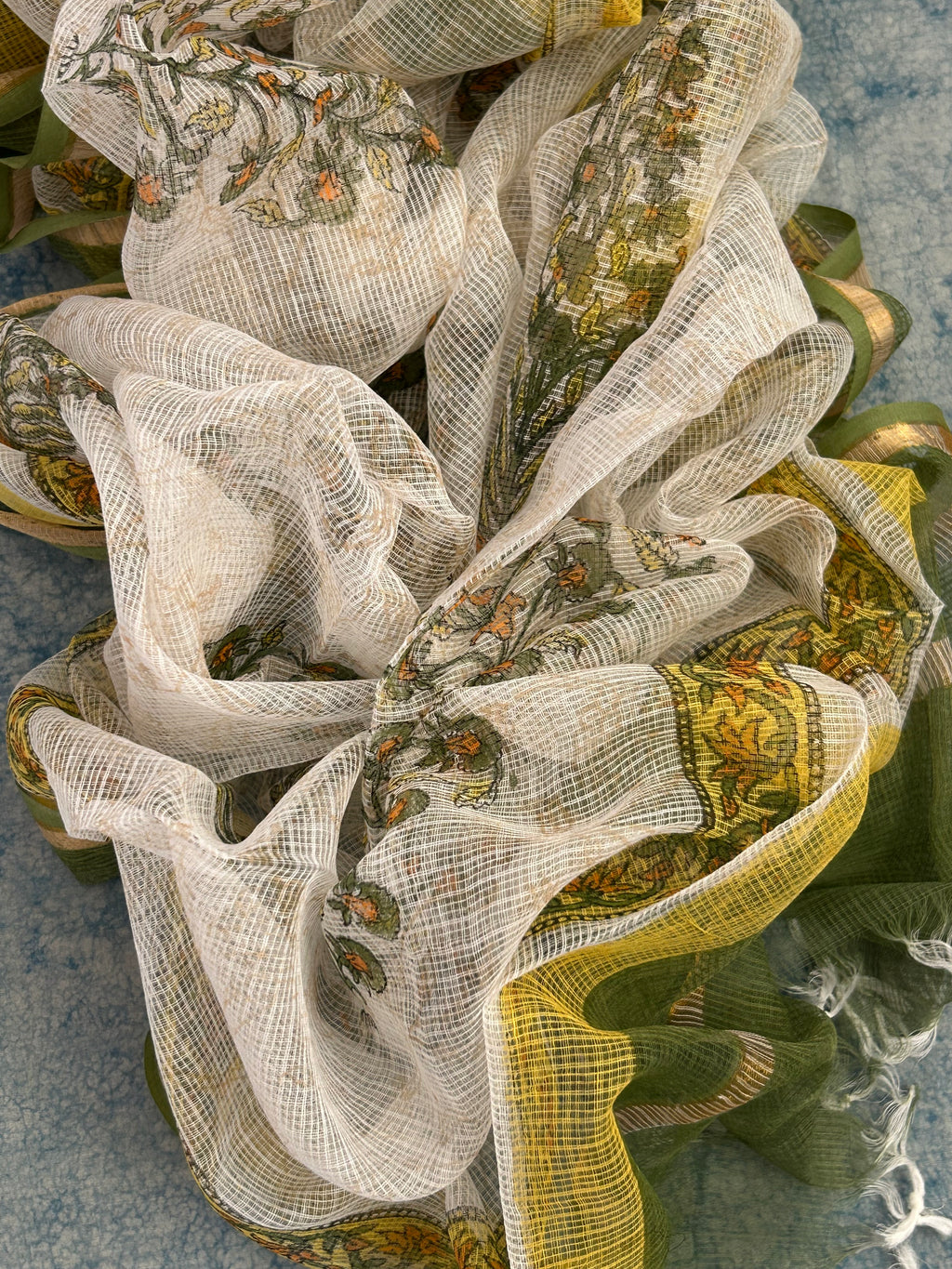 Handwoven Handblock Printed Set - Olive Green