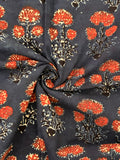 Handblock Printed Ajrakh Cotton - Indigo & Madder Red (1m)