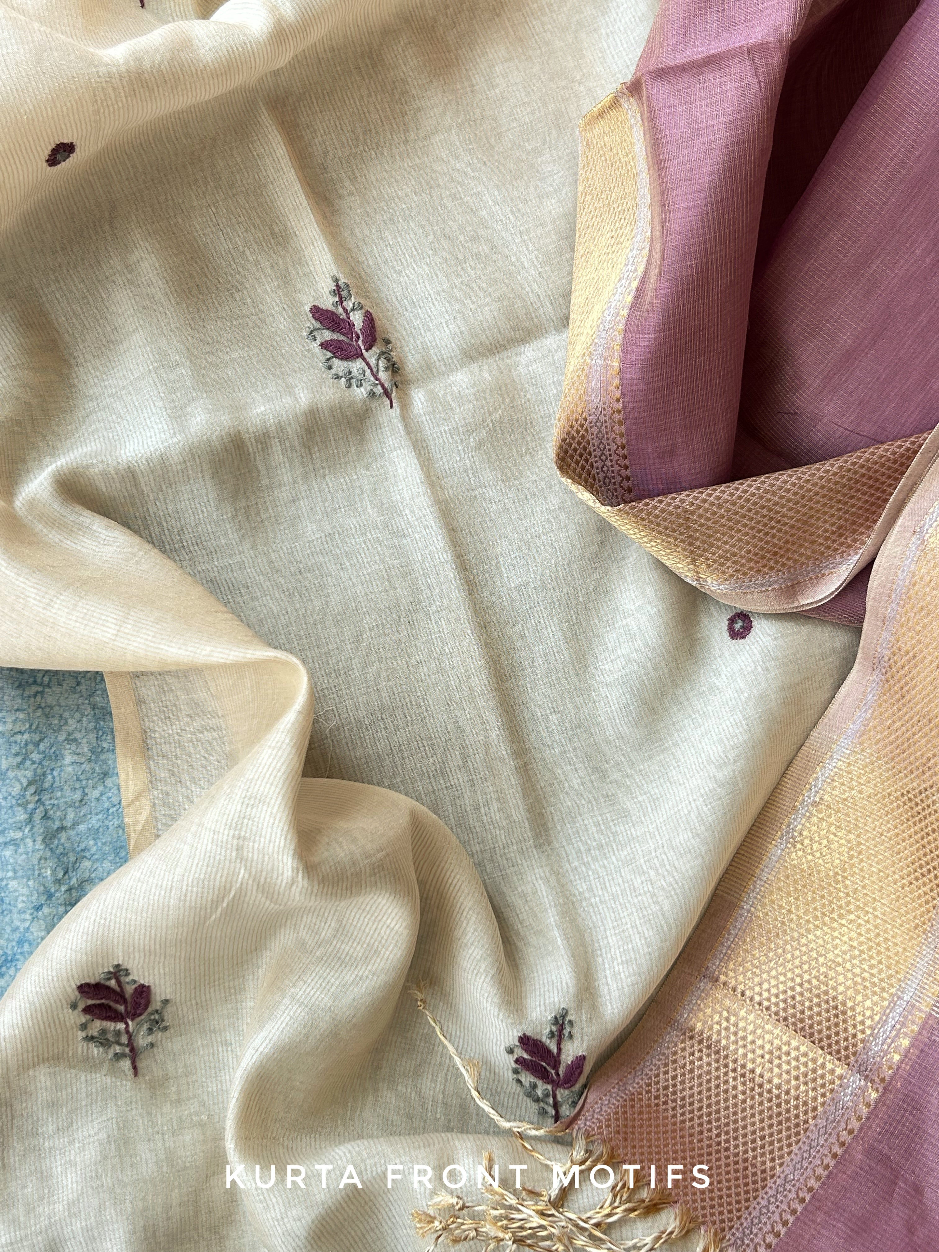 Handwoven Chikankari Work Maheshwari Set