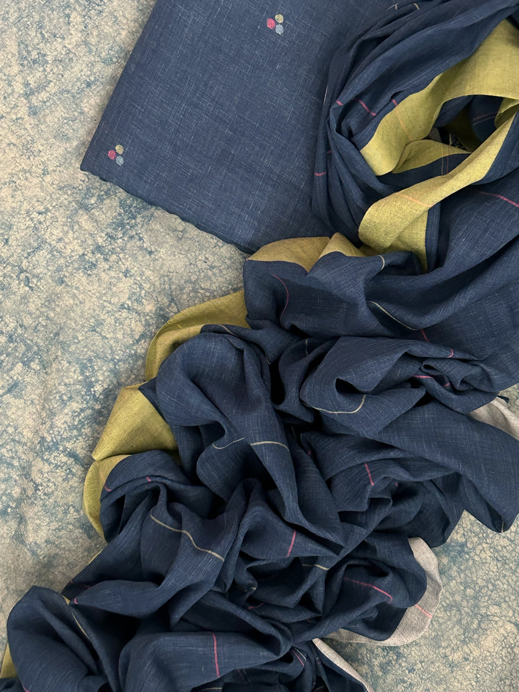 Neel Zari - Handwoven Bengal Jamdani Kurta Dupatta set