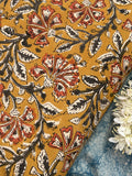Pedana Hand Block Printed Kalamkari Natural Dyed Cotton - Mustard (3m)