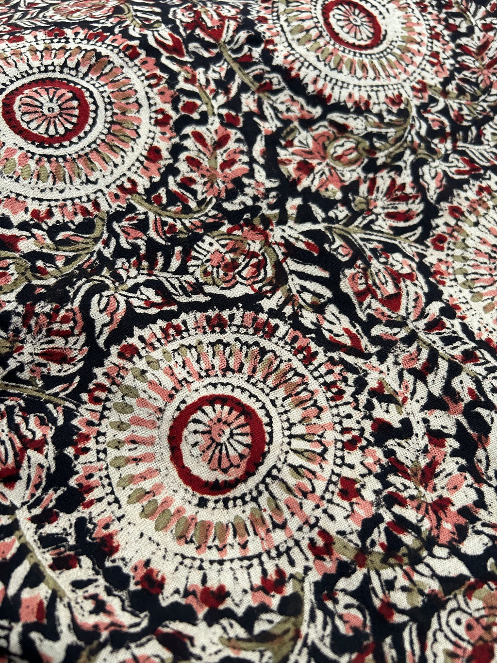 Pedana Hand Block Printed Kalamkari Natural Dyed Cotton - Black