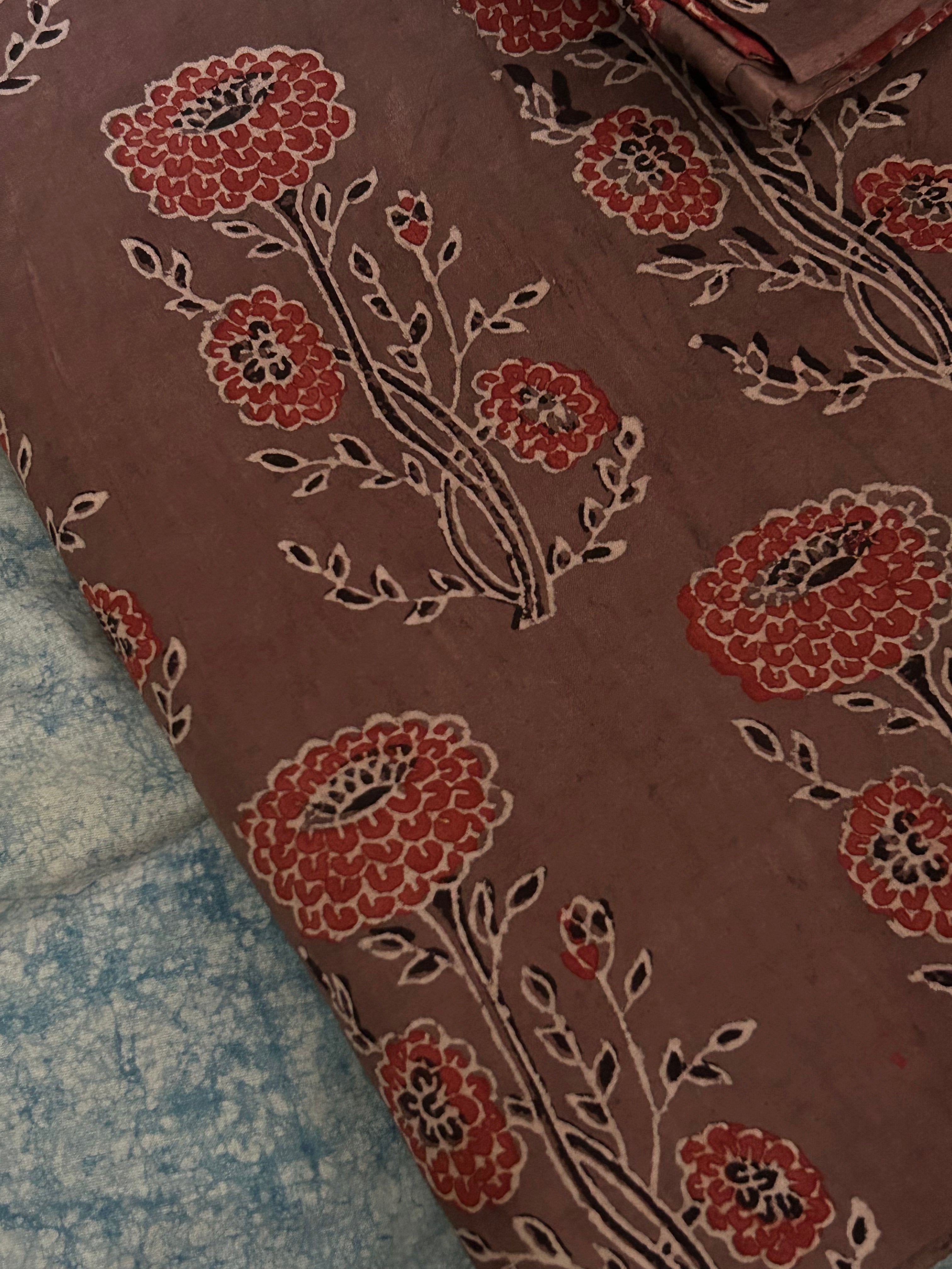 Natural Dyes Handblock Ajrakh Cotton Fabric 340 INR/metre
