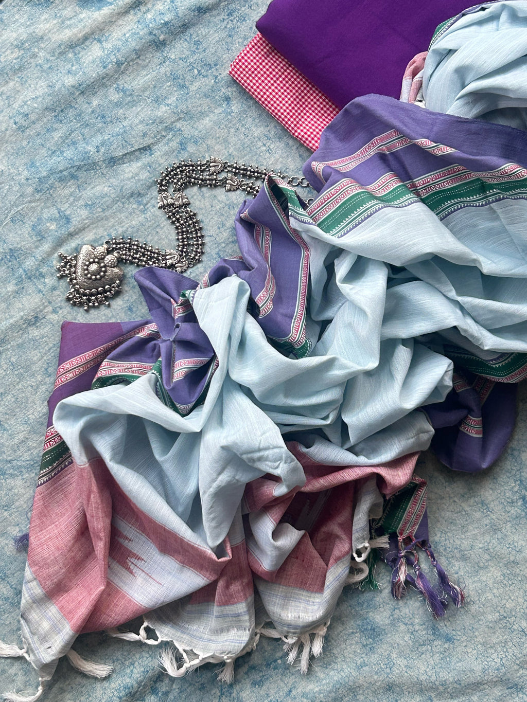 Aparajita - Handwoven Telangana cotton and Ilkal Dupatta Set