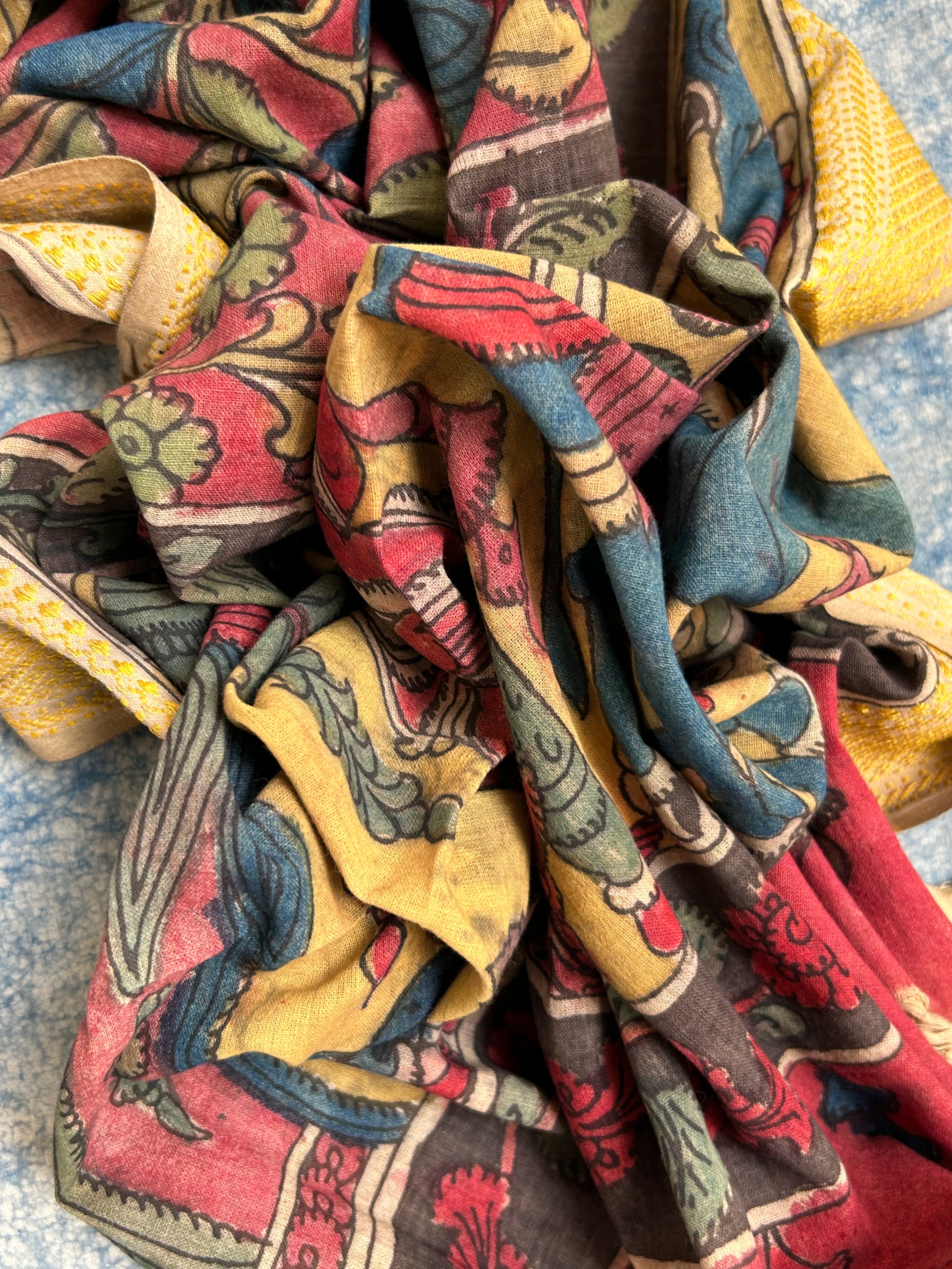 Handwoven Handcrafted Kalamkari Kurta Dupatta Set