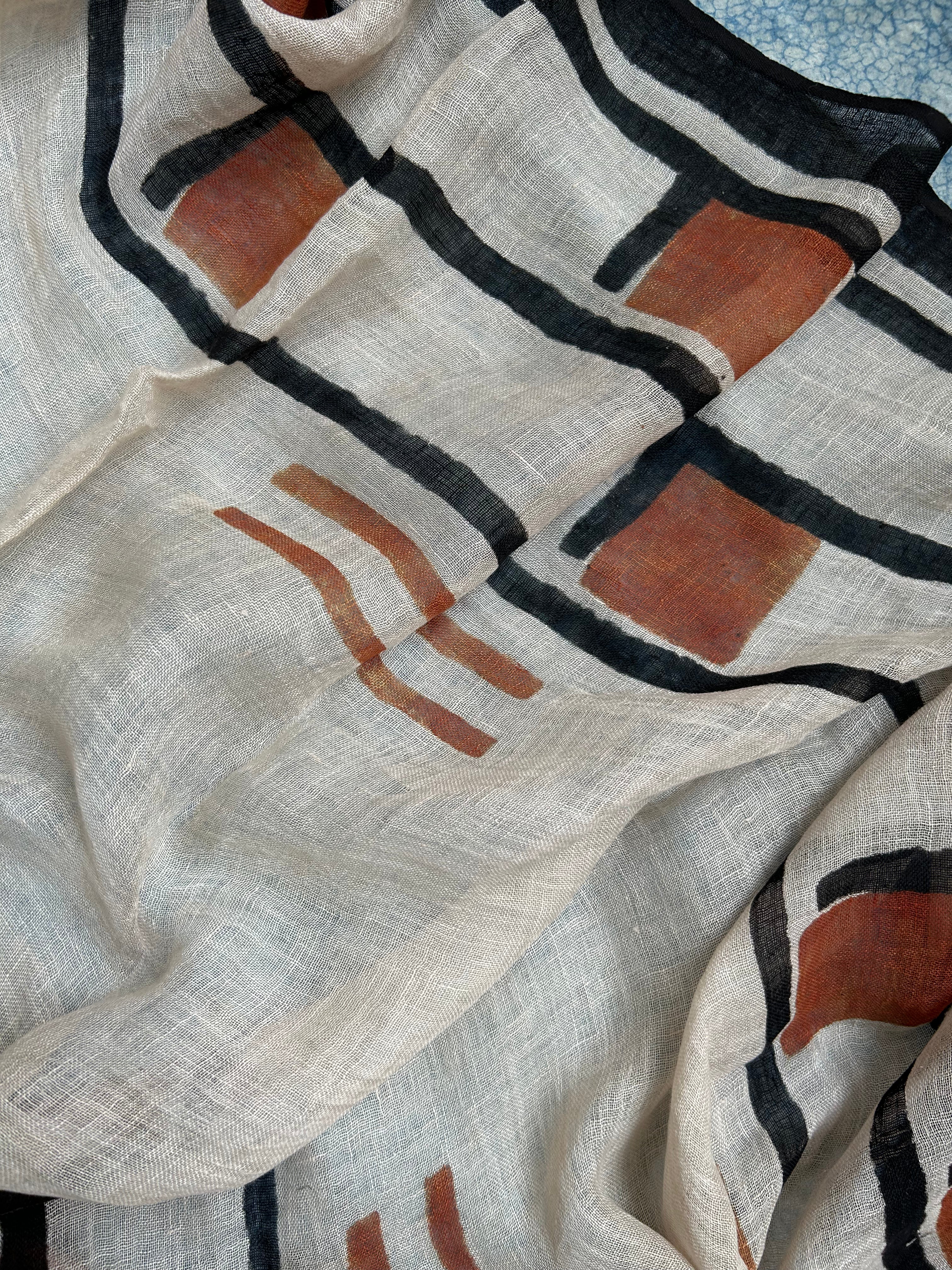 Handcrafted Linen Kurta Dupatta Set