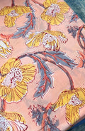 Handblock Cotton 1mt -Peach Floral