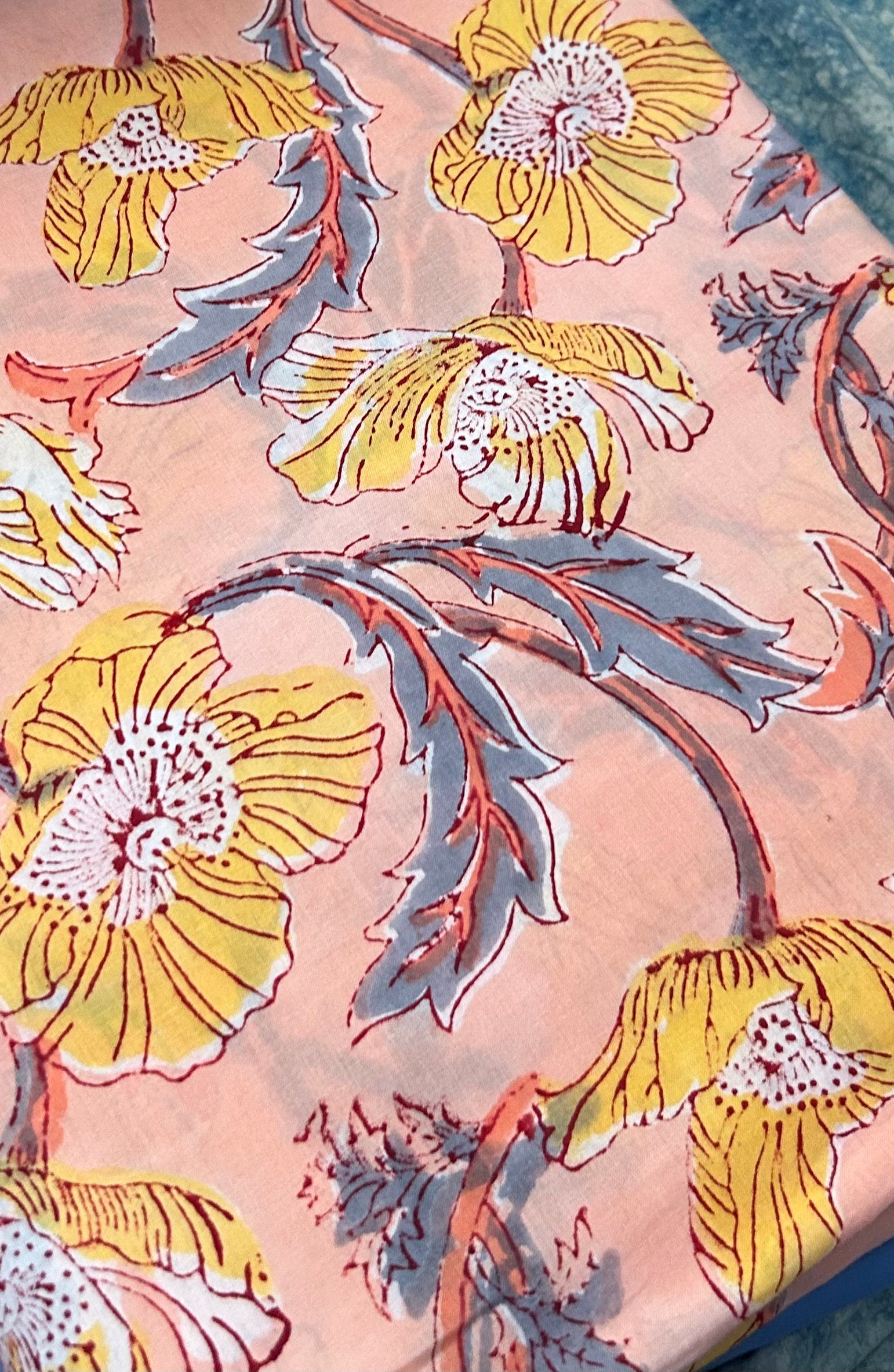 Handblock Cotton Kurta Bottom Set (3.5m kurta)