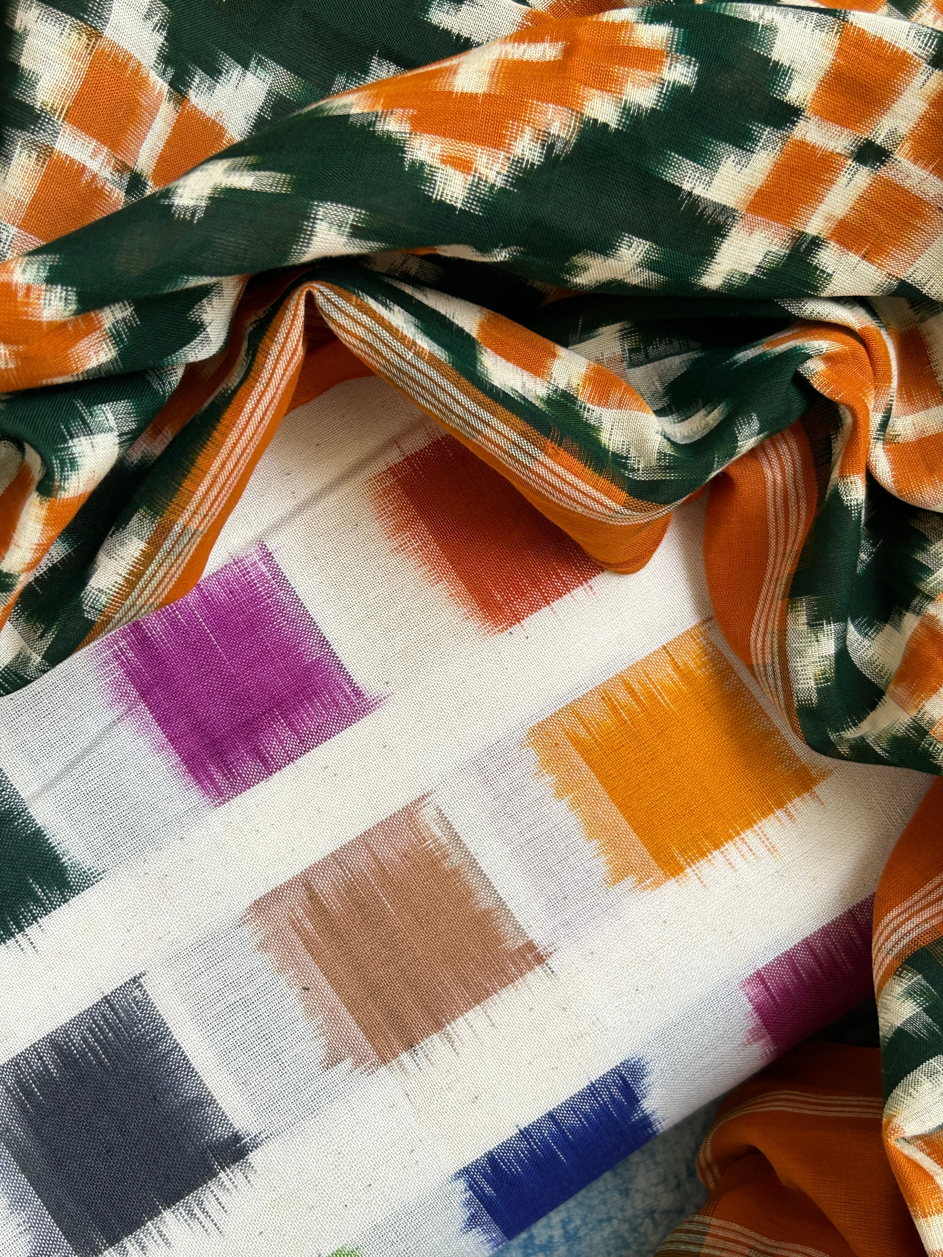 Handwoven Double Ikat Kurta Telia Rumal Dupatta Set
