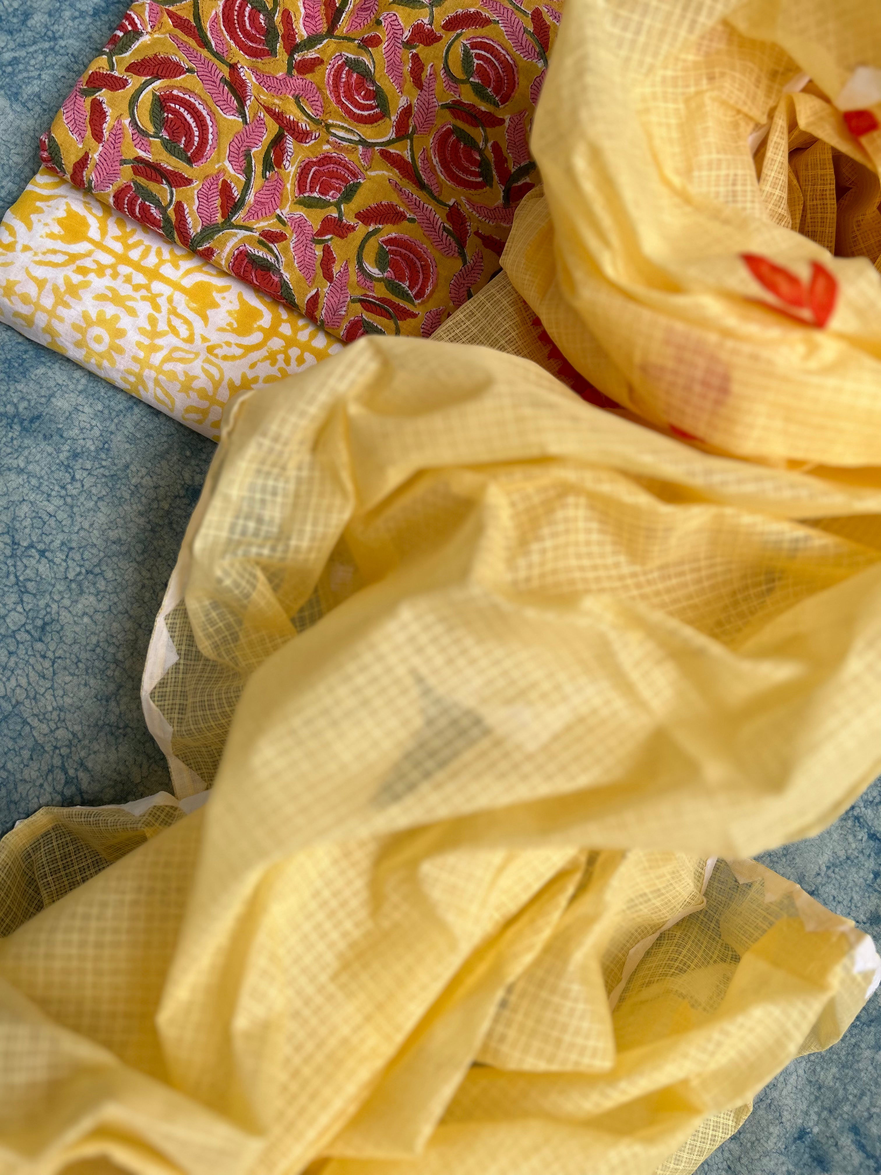 Handblock Handdone Applique Cotton Kota Suit