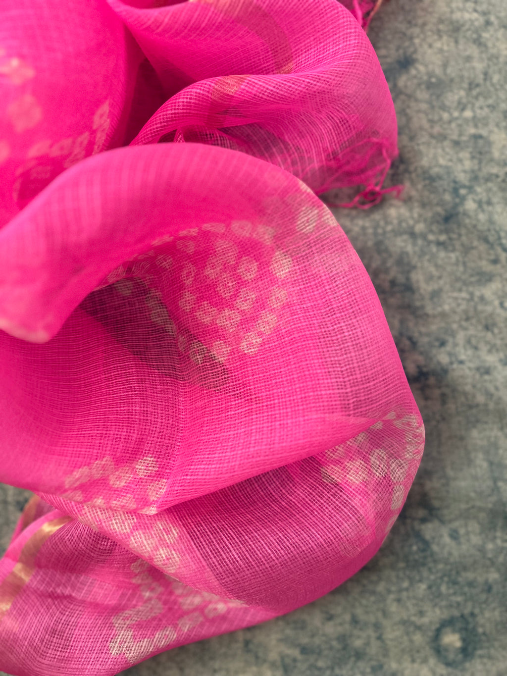 Handcrafted Tie-Dye Silk Kota Doria Dupatta