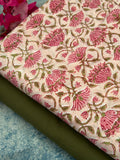 Handblock Cotton Kurta Bottom Set (3.5M Kurta)