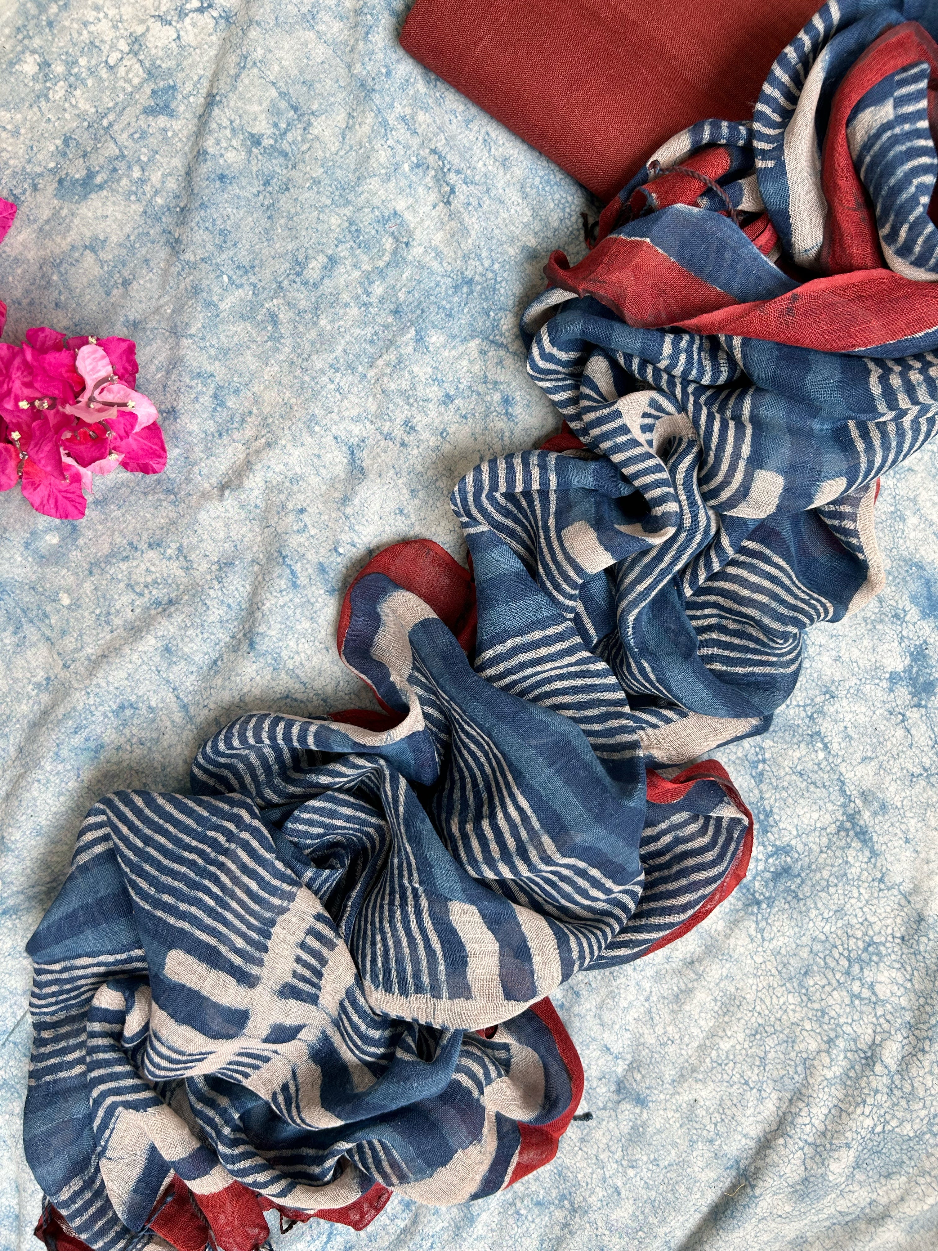 Handcrafted Linen Kurta Dupatta Set