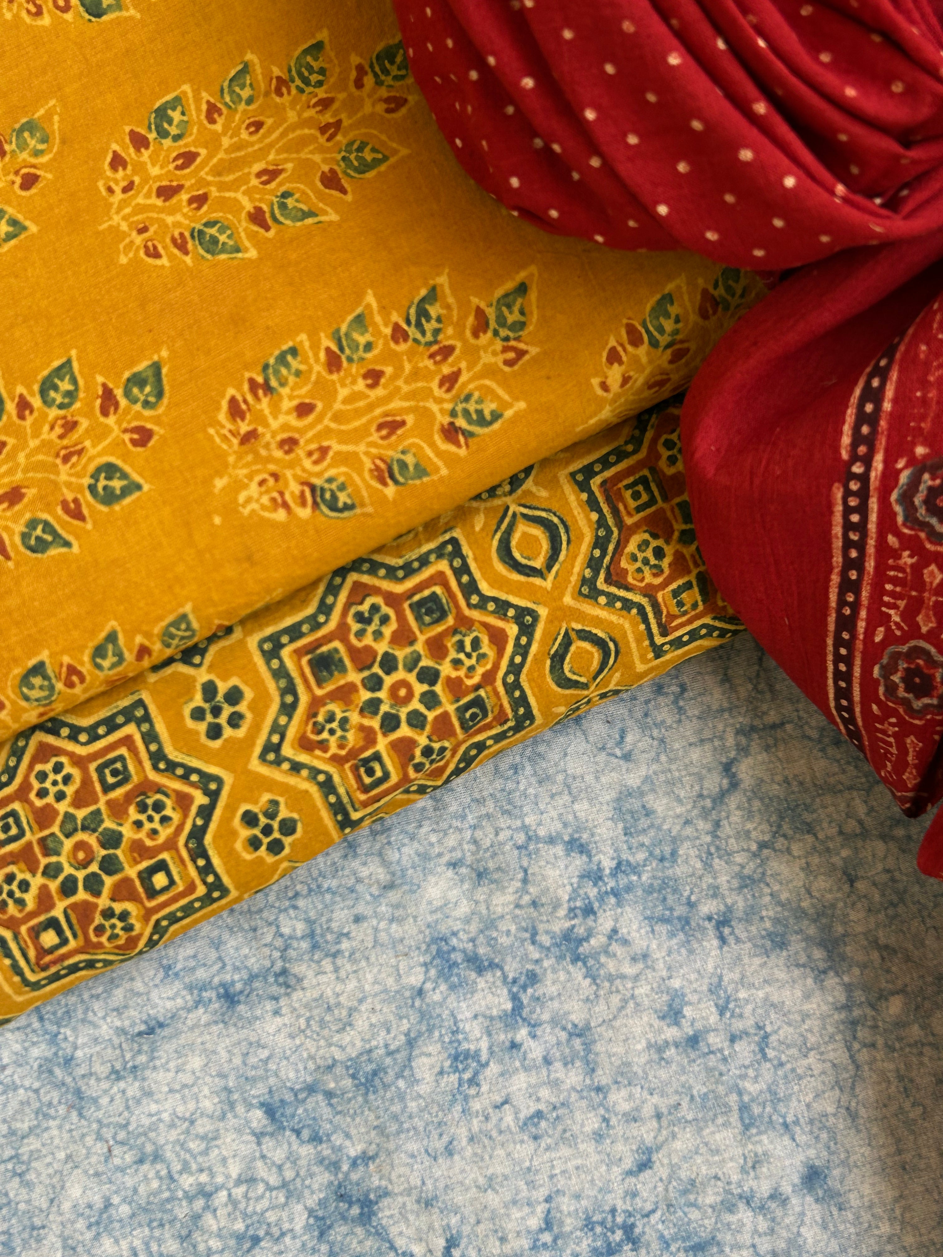 Natural Dyes Handblock Ajrakh Cotton Suit