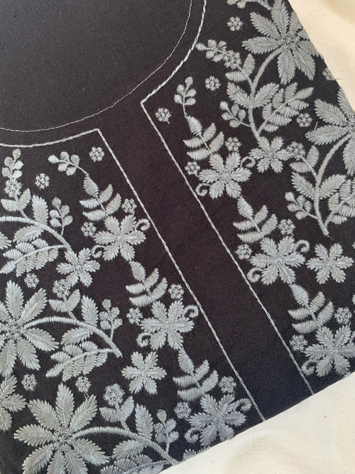 Hand Machine Embroidered Kurta Bottom - Black