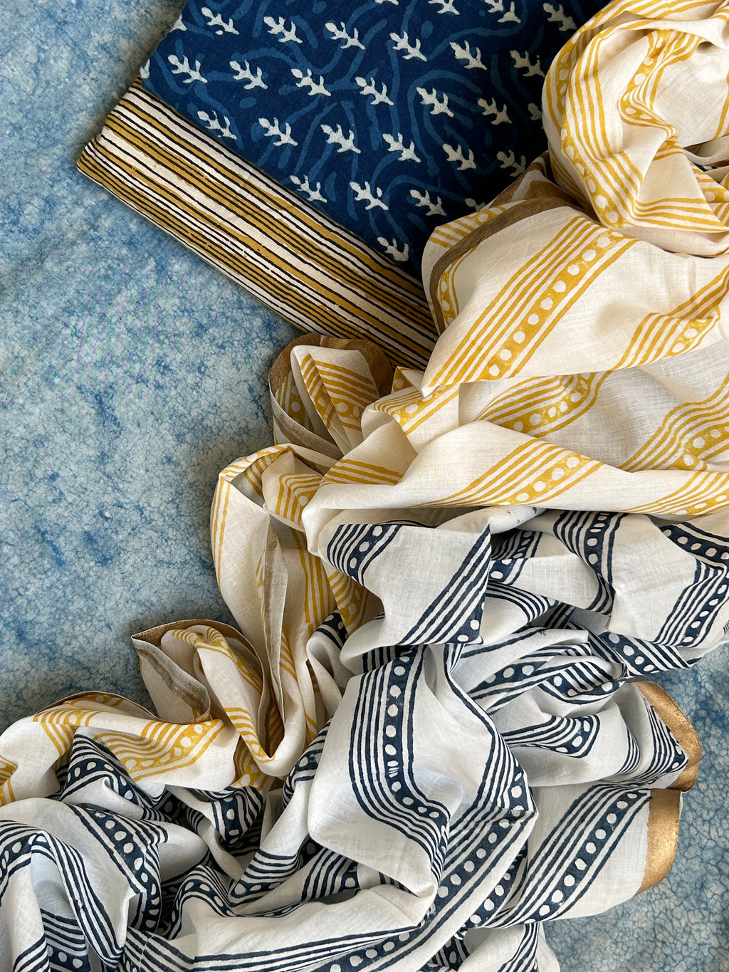 Handblock Printed Cotton Mul Cotton Dupatta Suit