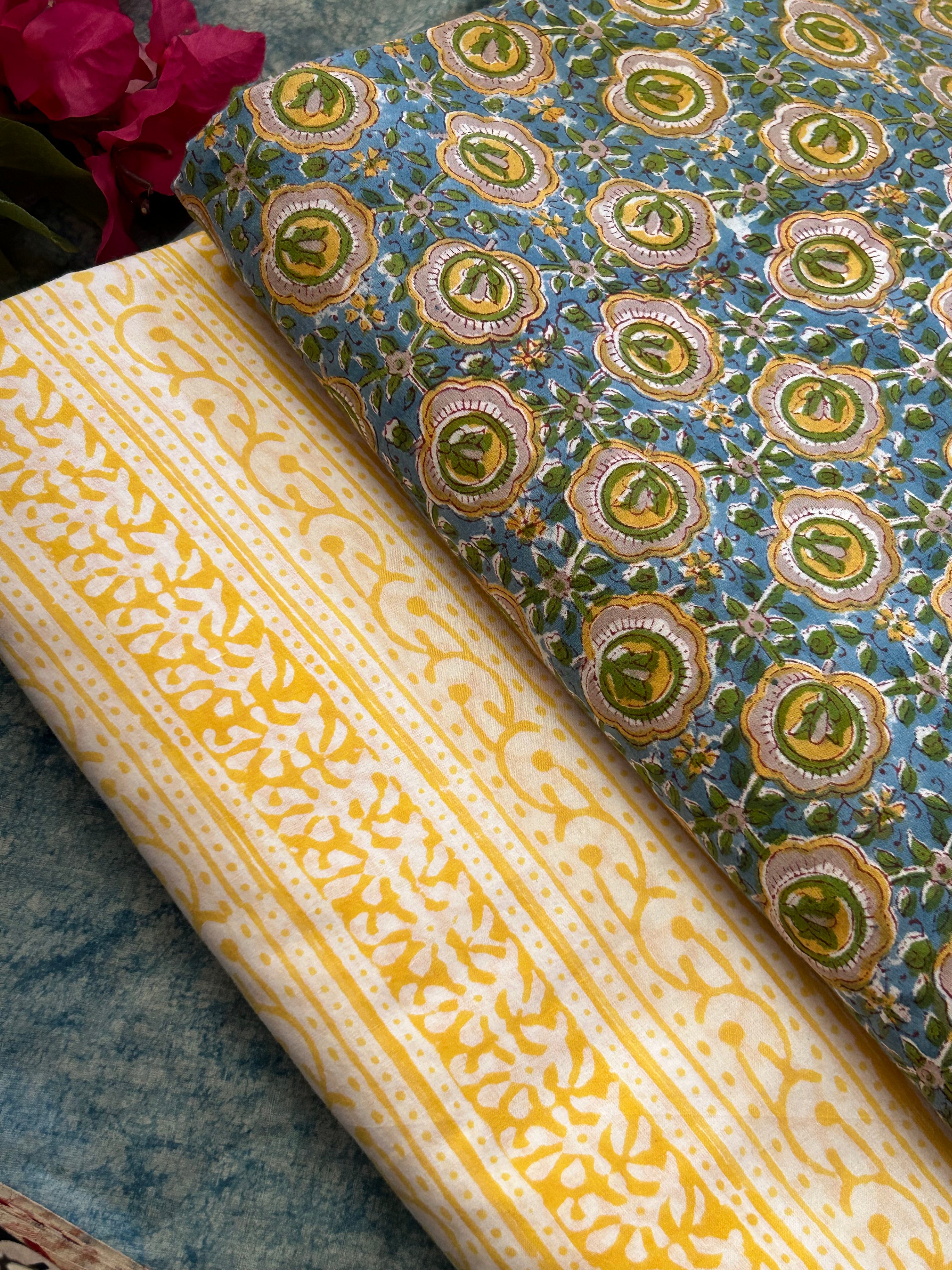 Handblock Cotton Kurta Bottom Set