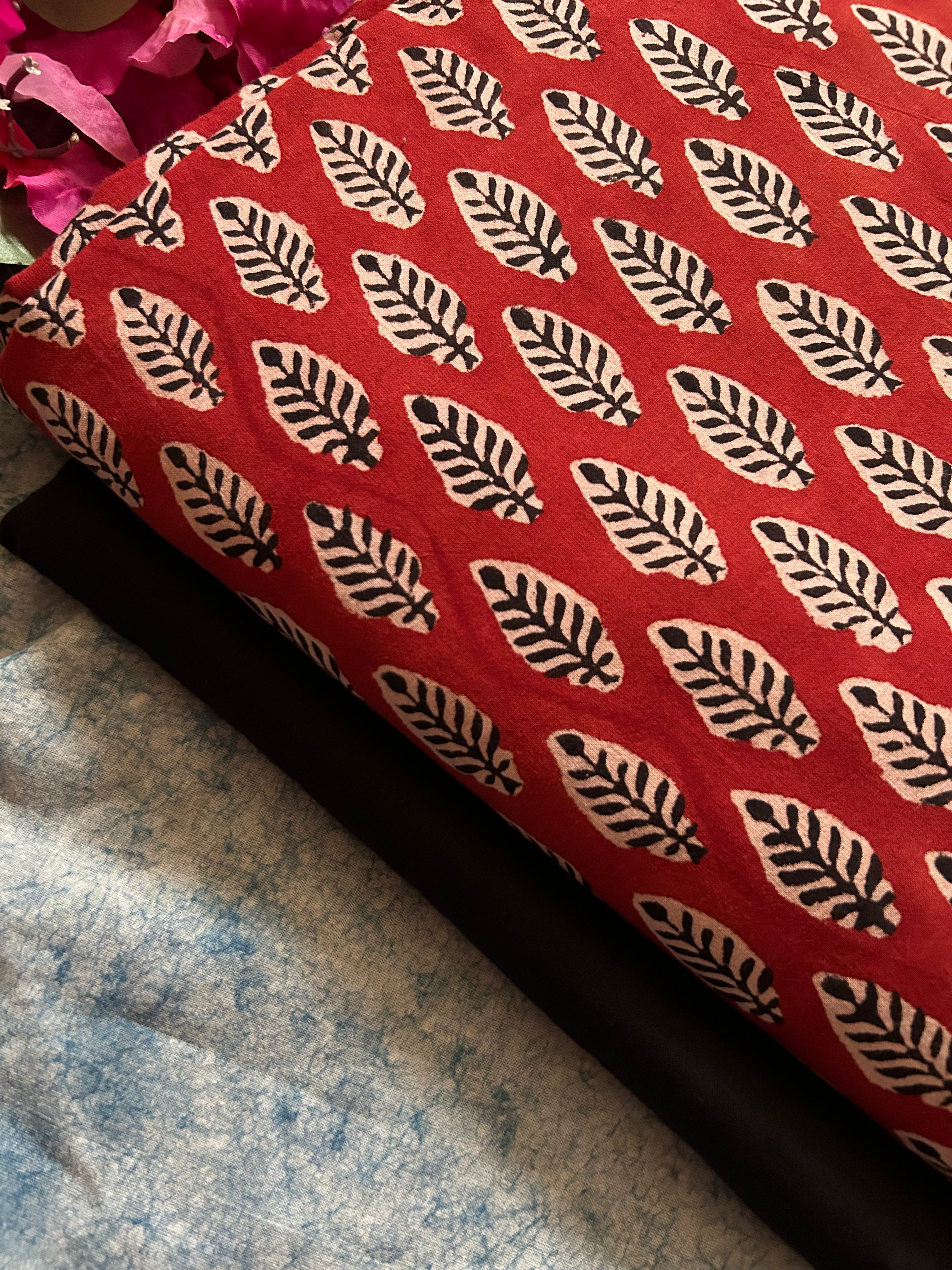 Handblock Cotton Kurta Bottom Set