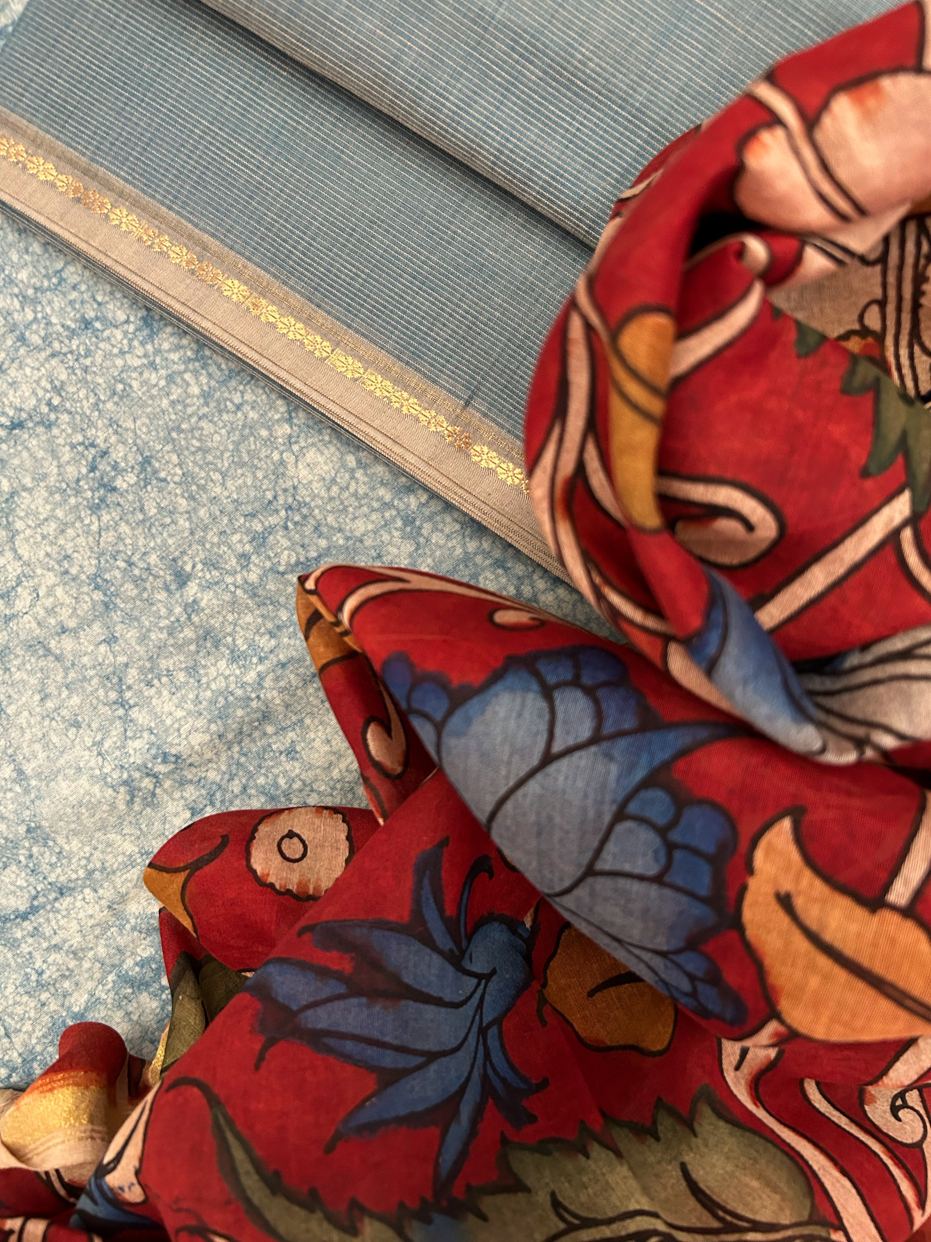 Handwoven Handcrafted Kalamkari Kurta Dupatta Set