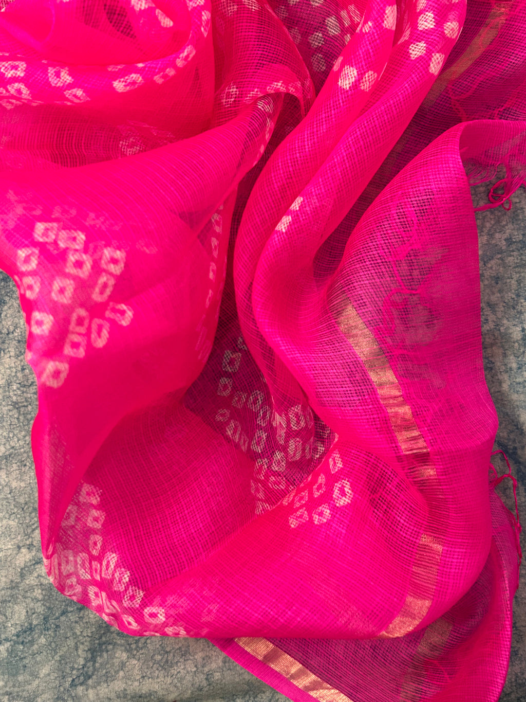 Handcrafted Tie-Dye Silk Kota Doria Dupatta