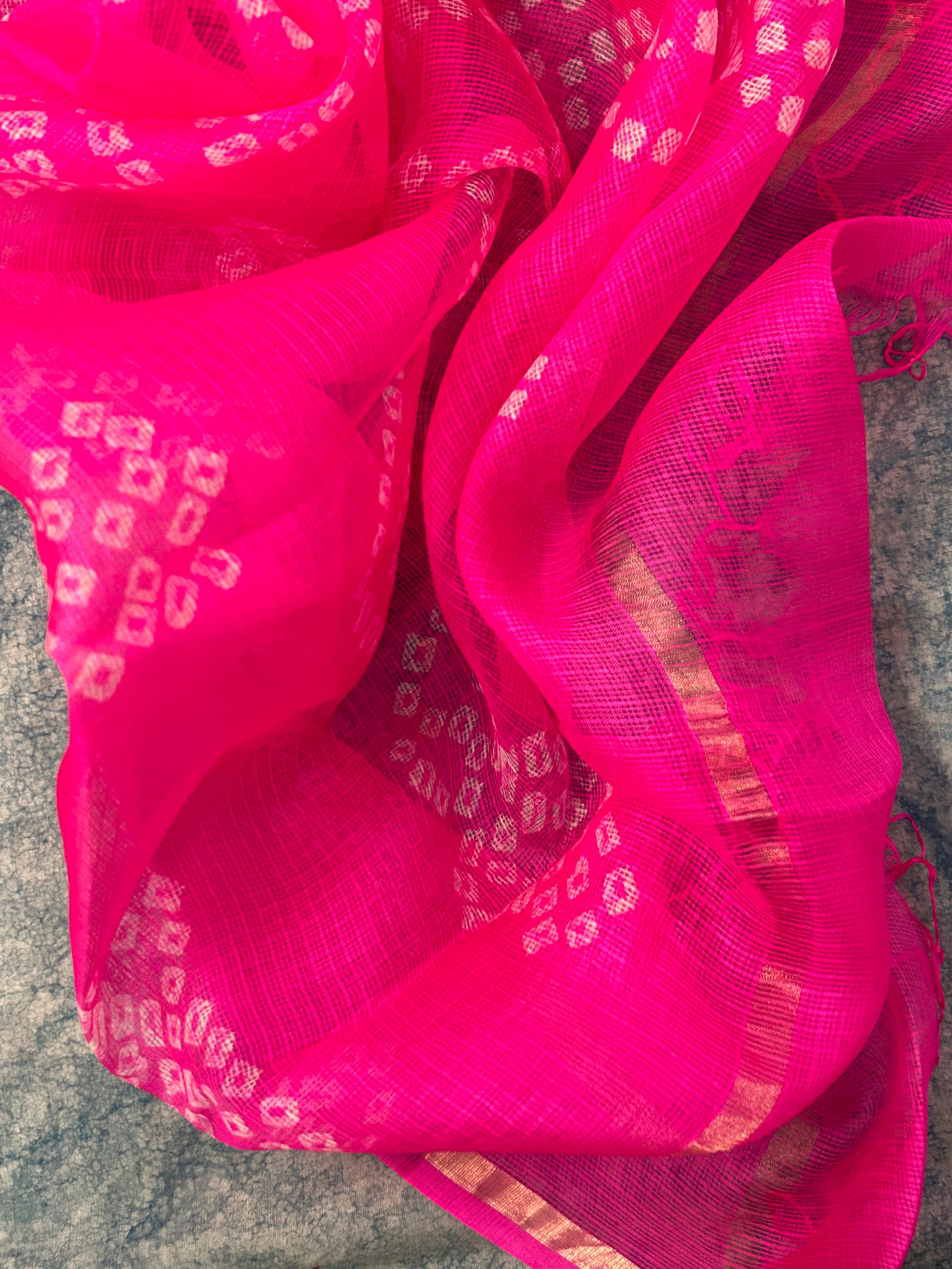 Handcrafted Tie-Dye Silk Kota Doria Dupatta