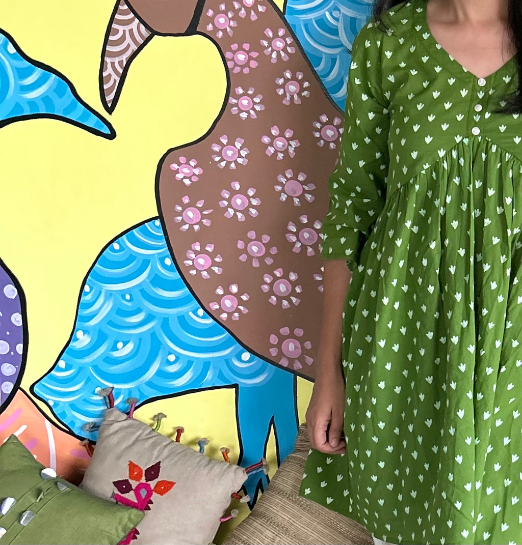 Budding Green Short Length Kurta