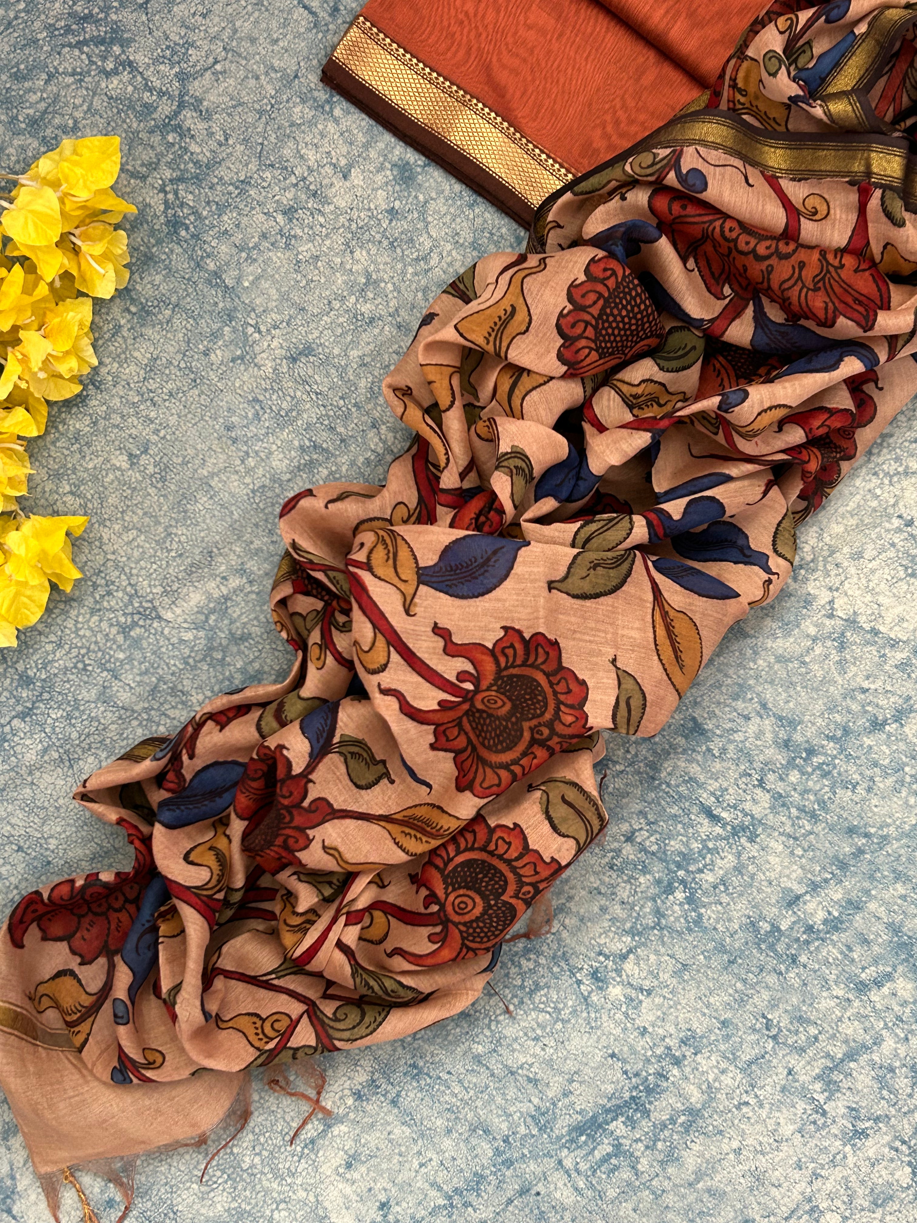 Handwoven Handcrafted Kalamkari Kurta Dupatta Set