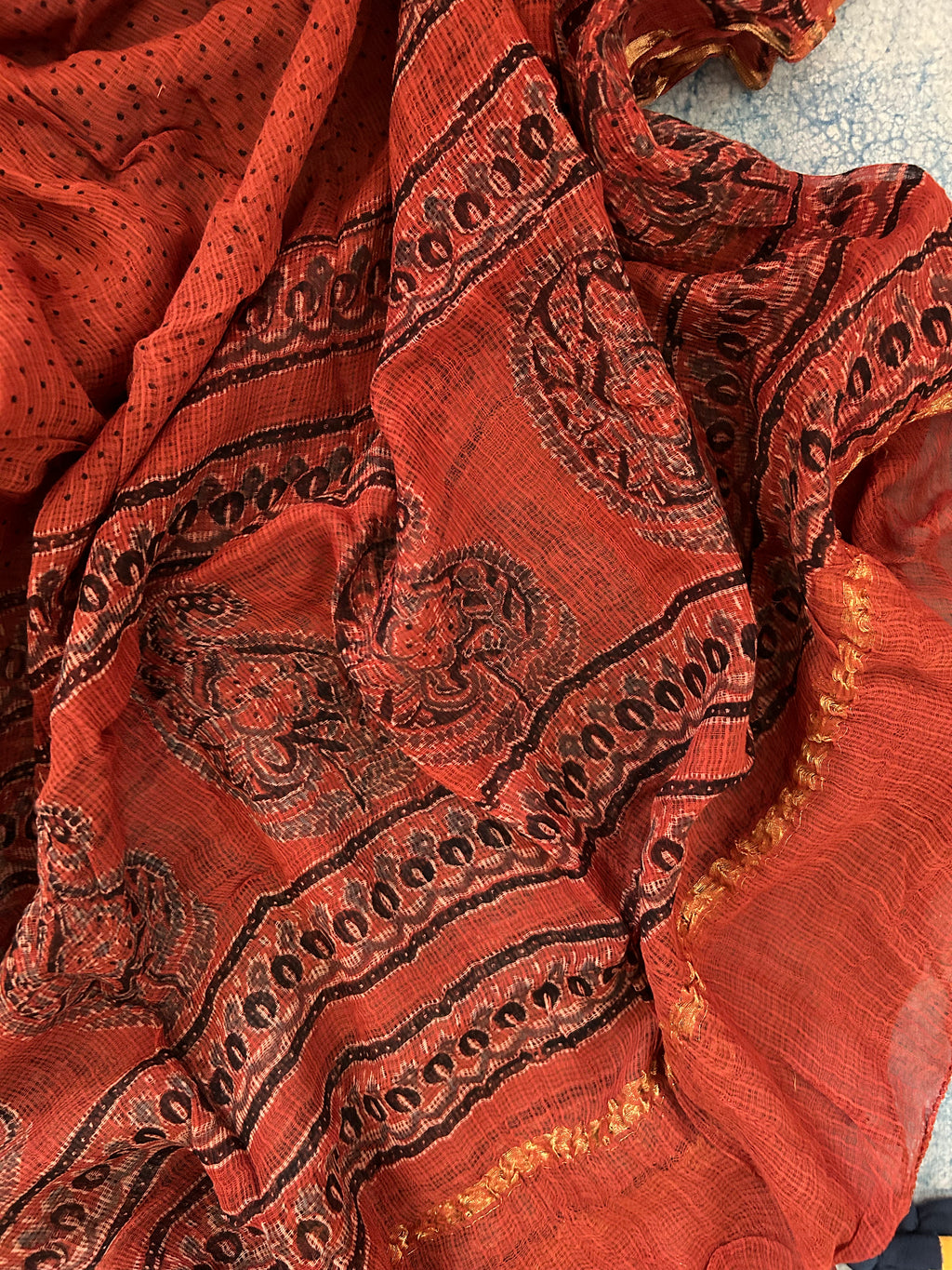 Handblock Ajrakh Kota Dupatta