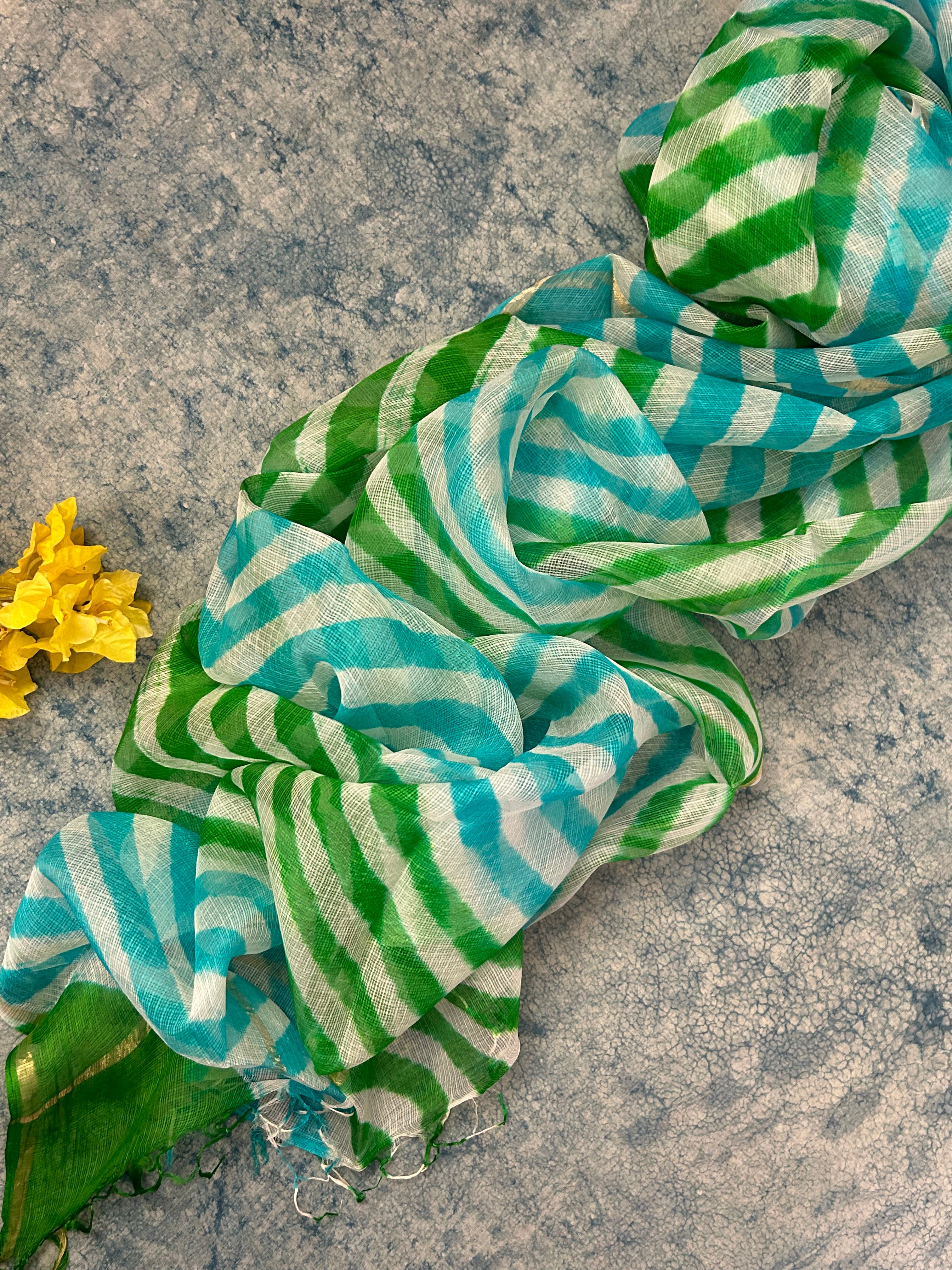 Handcrafted Tie-Dye Silk Kota Doria Dupatta