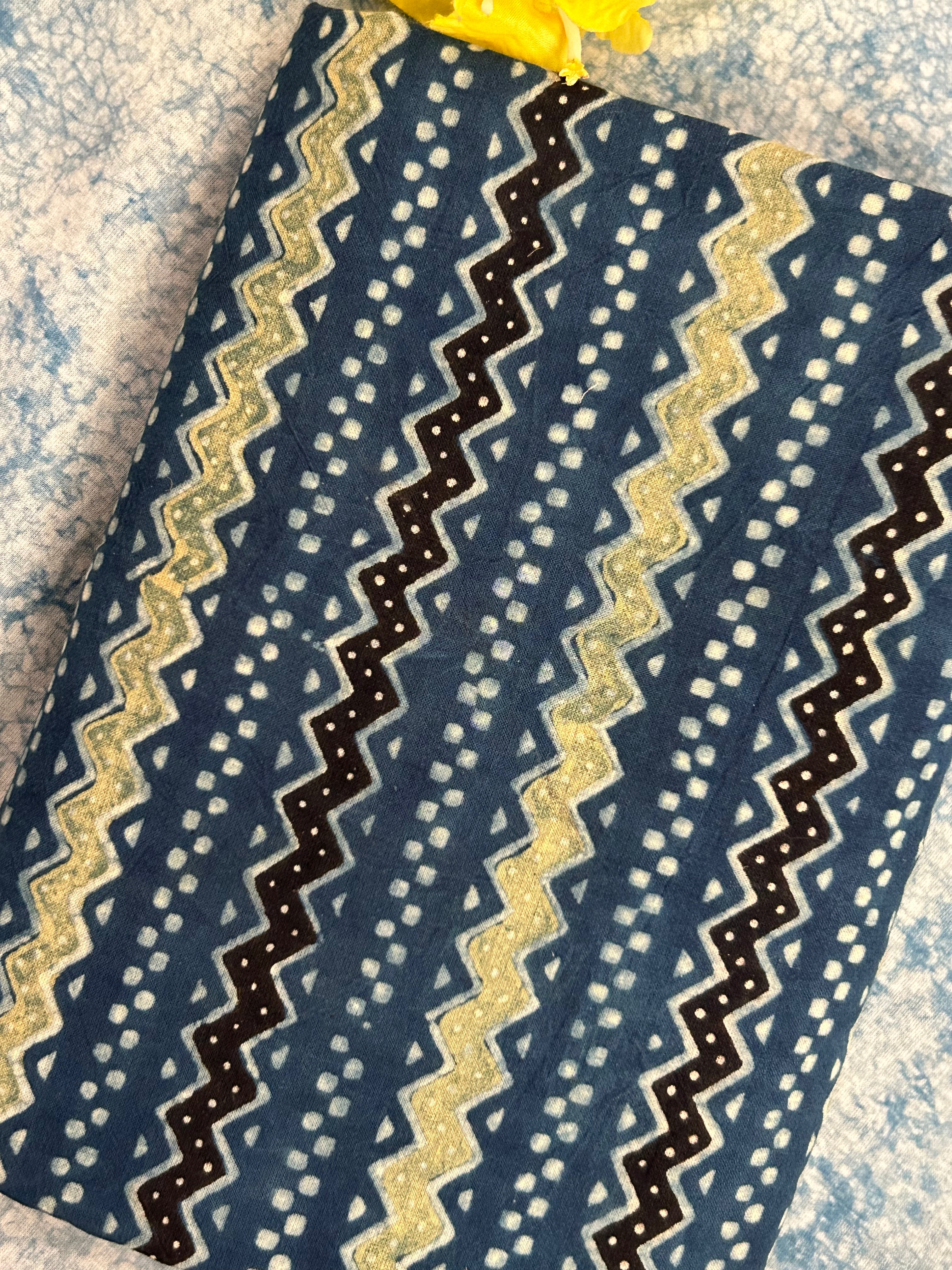 Natural Dyes Handblock Ajrakh Cotton Kurta 2.5m