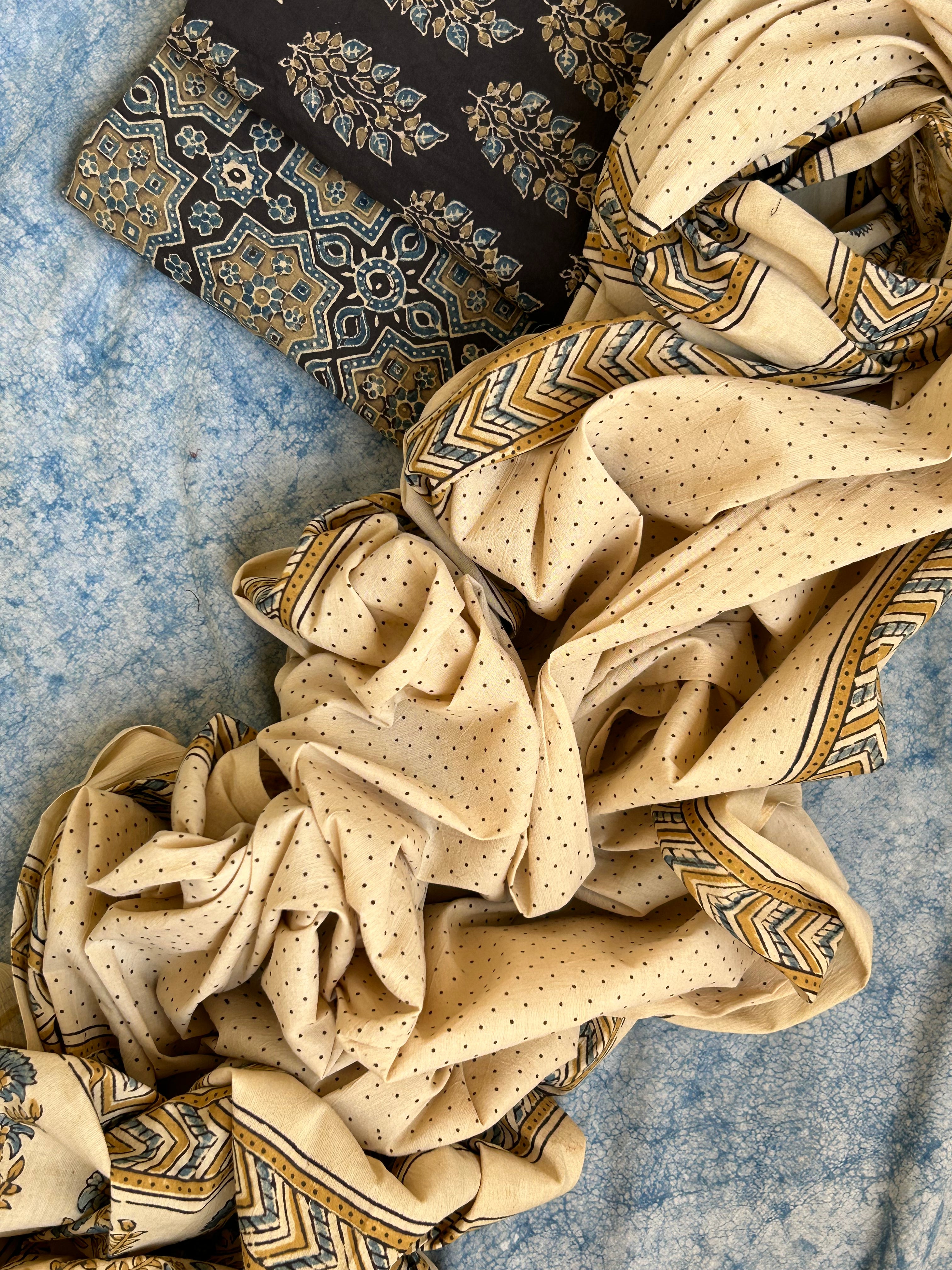 Natural Dyes Handblock Ajrakh Cotton Suit