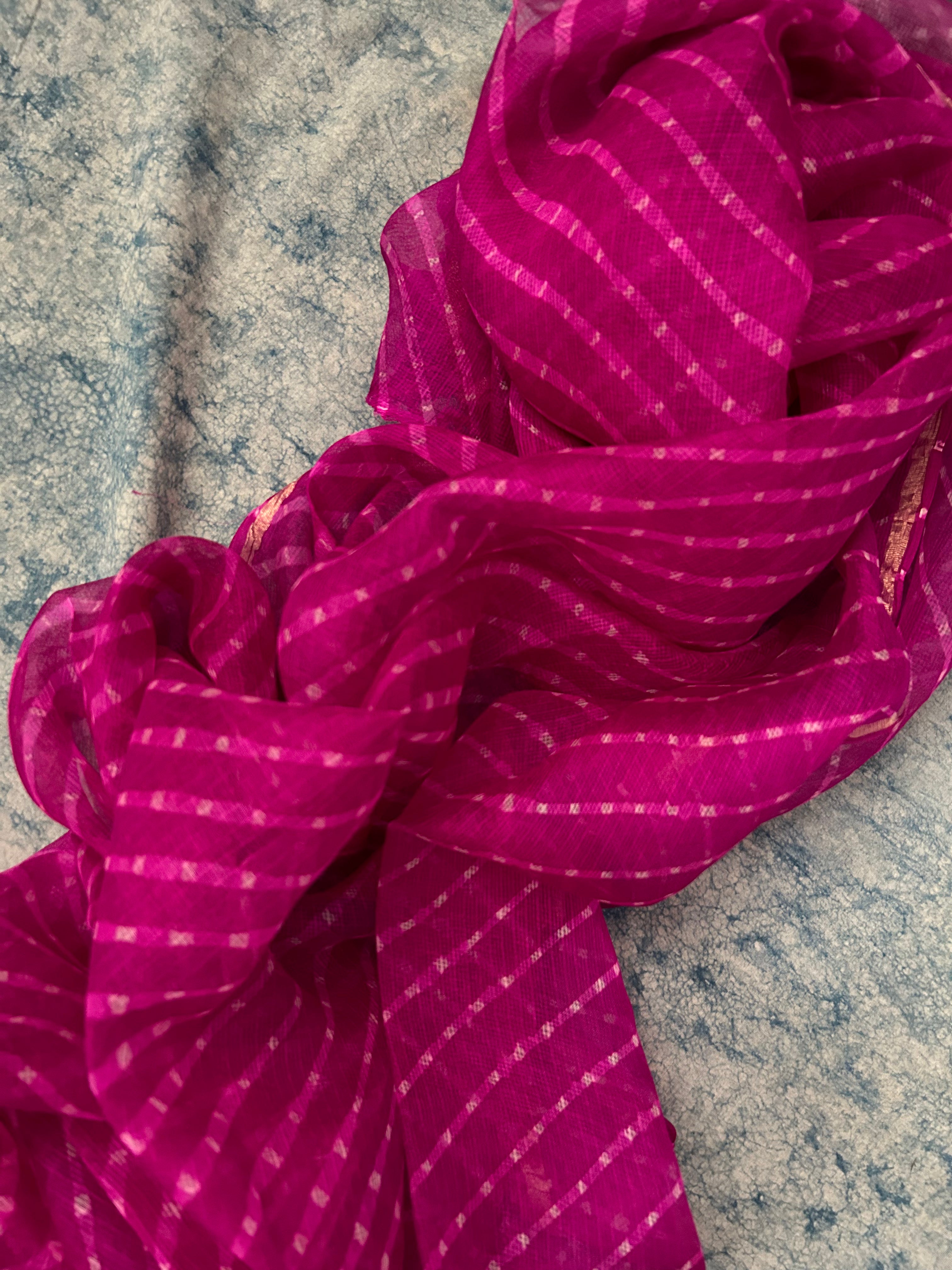 Handcrafted Tie-Dye Silk Kota Doria Dupatta