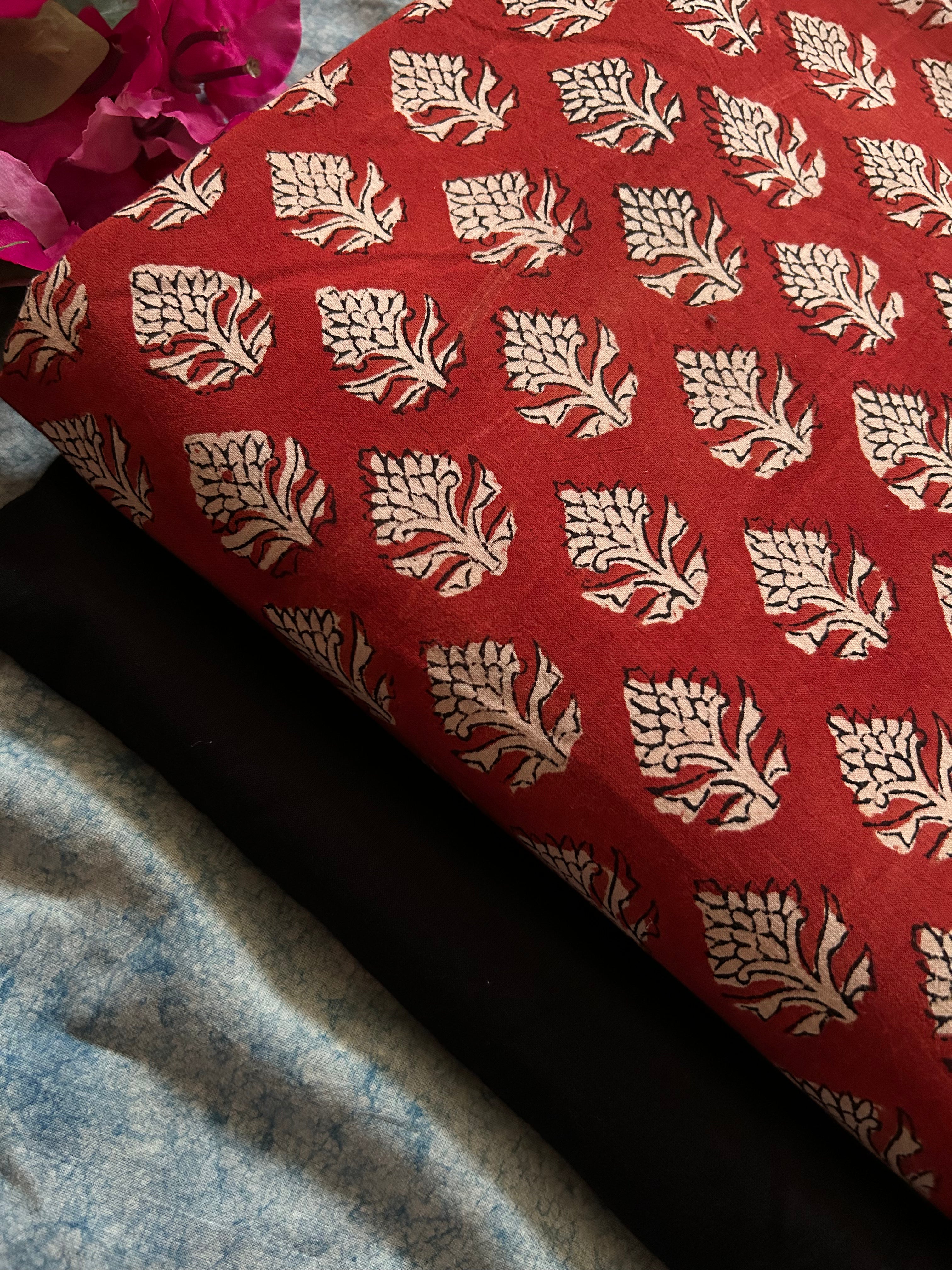 Handblock Cotton Kurta Bottom Set