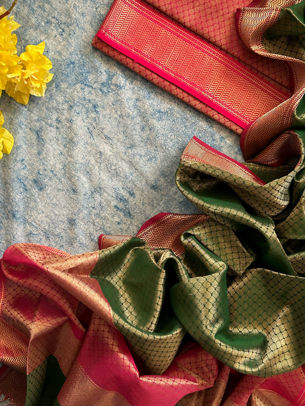 Handwoven Tissue Maheshwari Kurta Dupatta Set