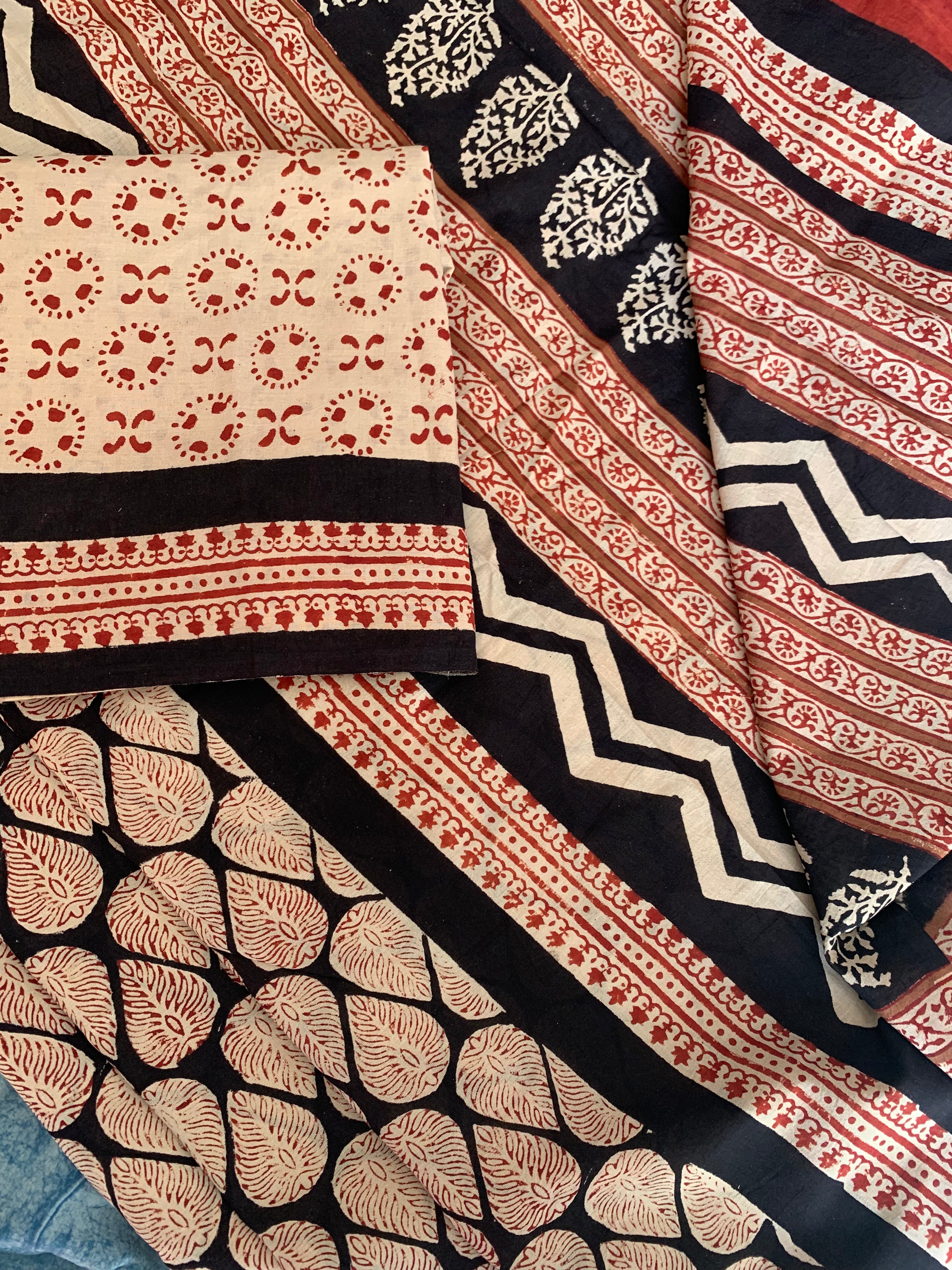 Handblock Printed Mul Cotton Saree