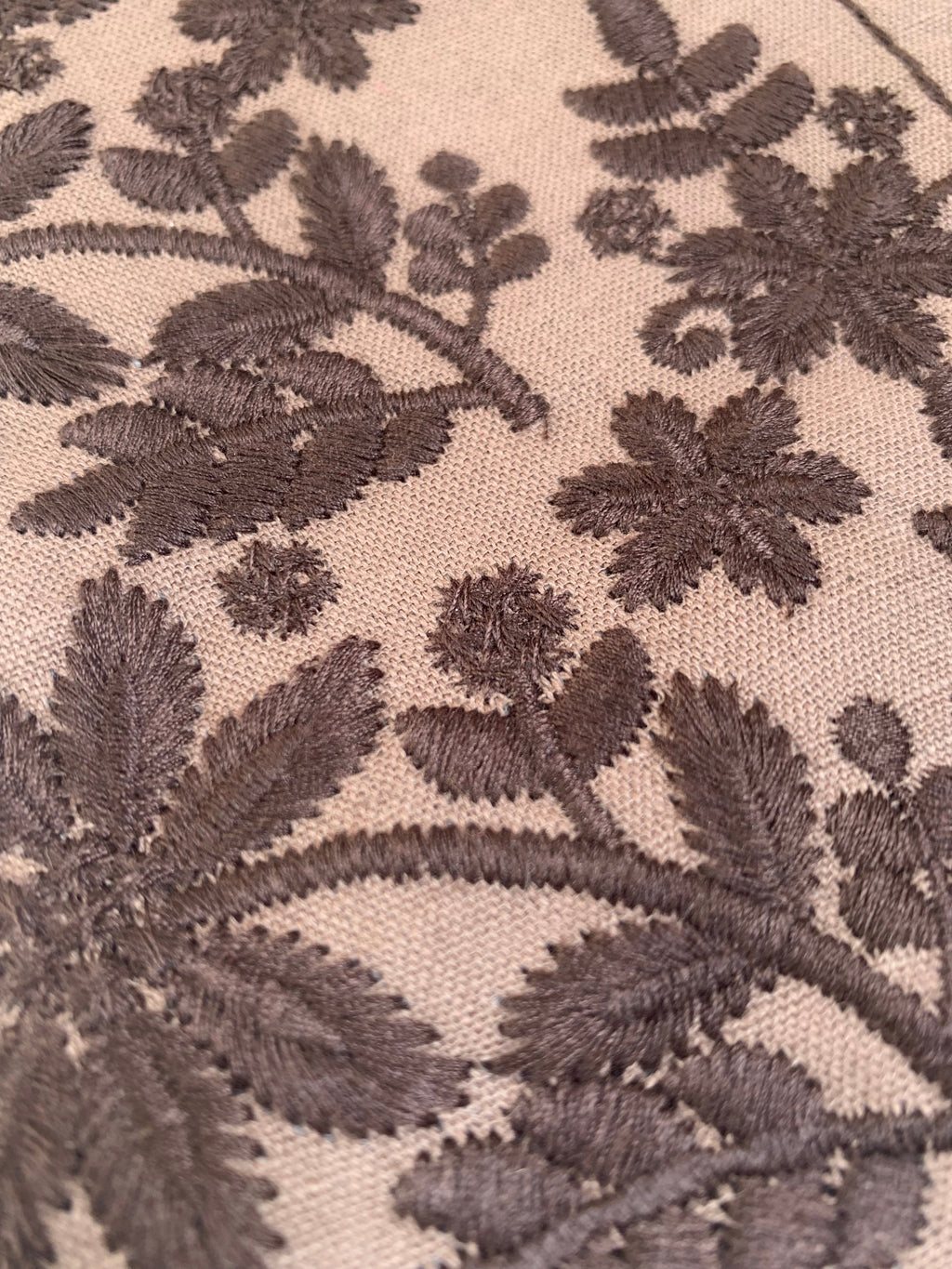 Hand Machine Embroidered Kurta - Earthy Brown