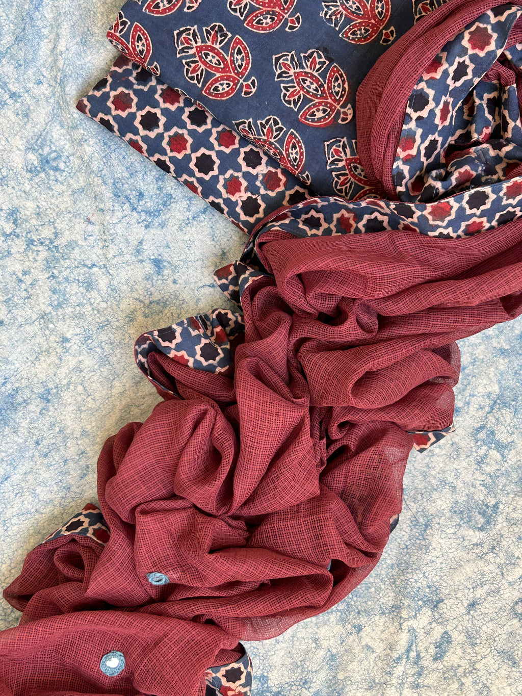 Natural Dyes Handcrafted Ajrakh Kota Suit