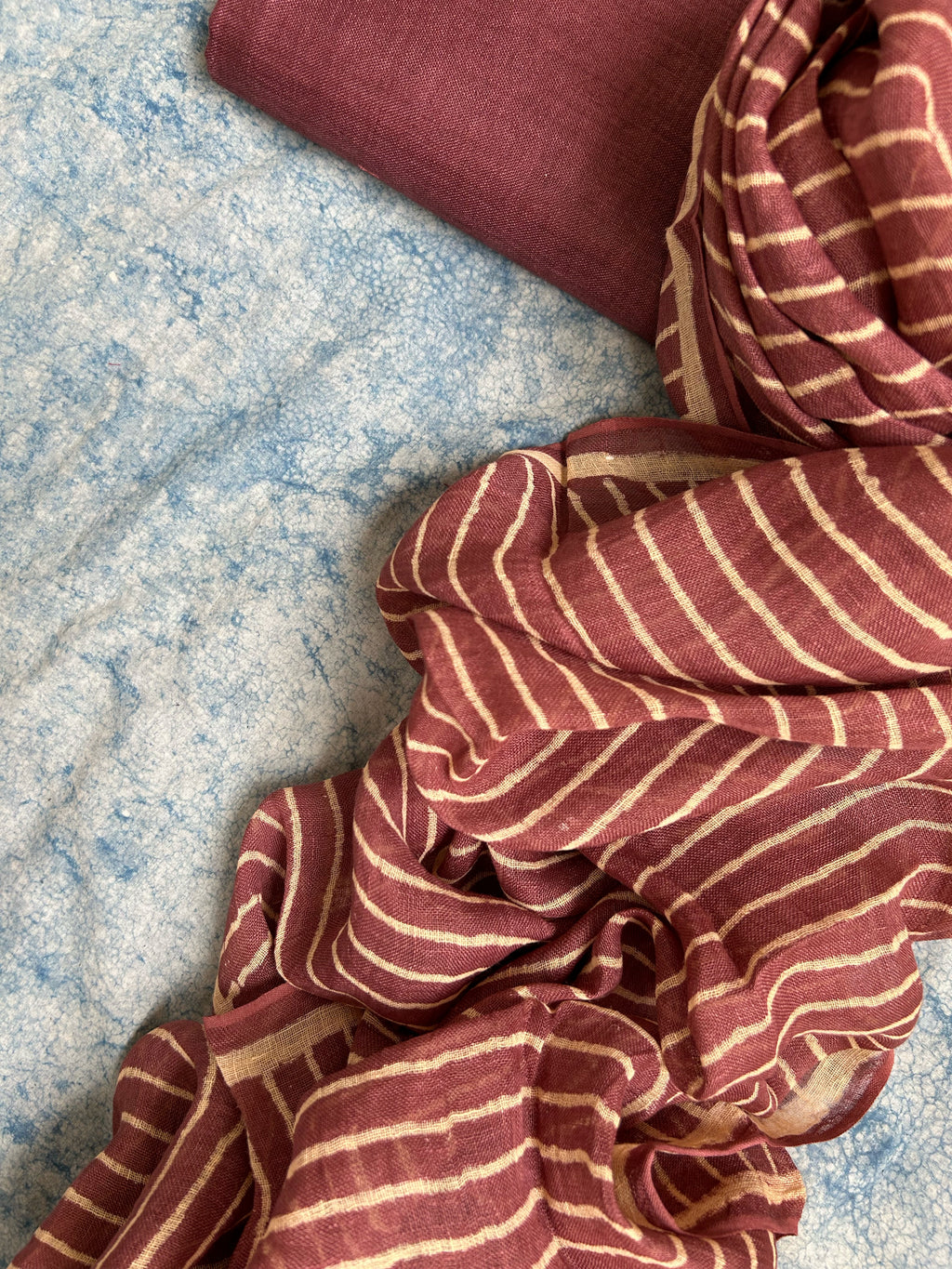 Handcrafted Linen Kurta Dupatta Set