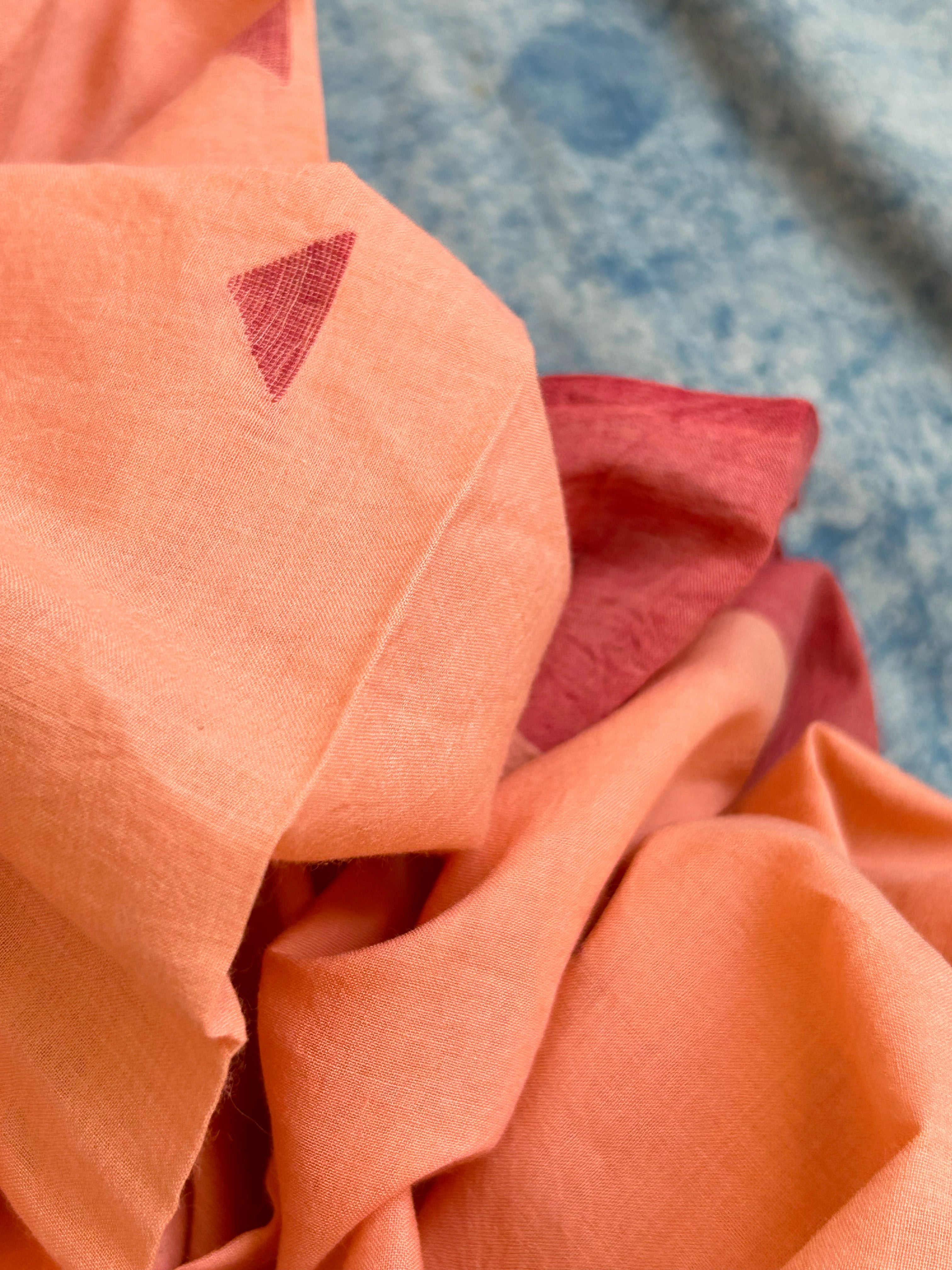 A Peachy Affair - Handwoven Bengal Jamdani Kurta Dupatta set