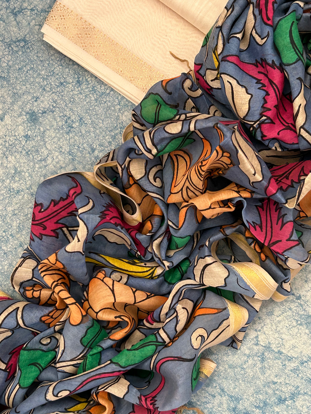 Handwoven Handcrafted Kalamkari Kurta Dupatta Set