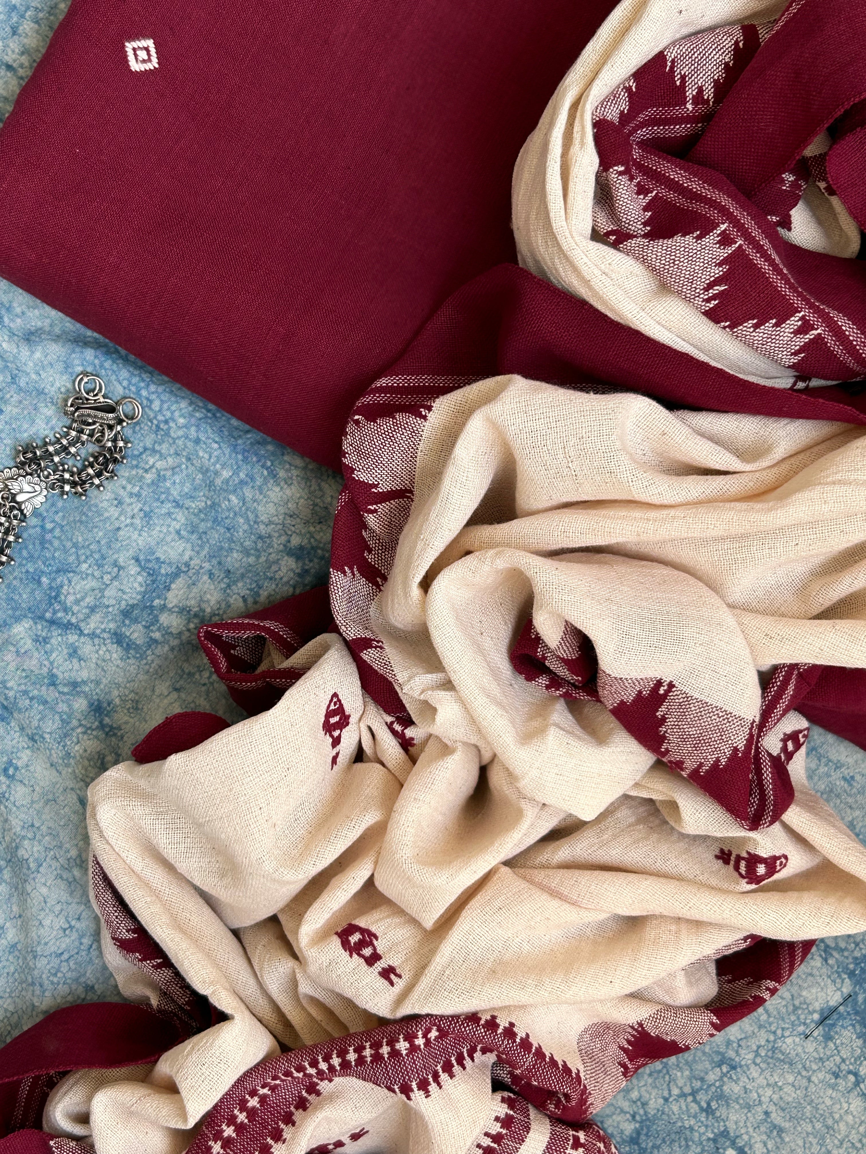 Handspun Handwoven Kotpad Kurta Dupatta Set