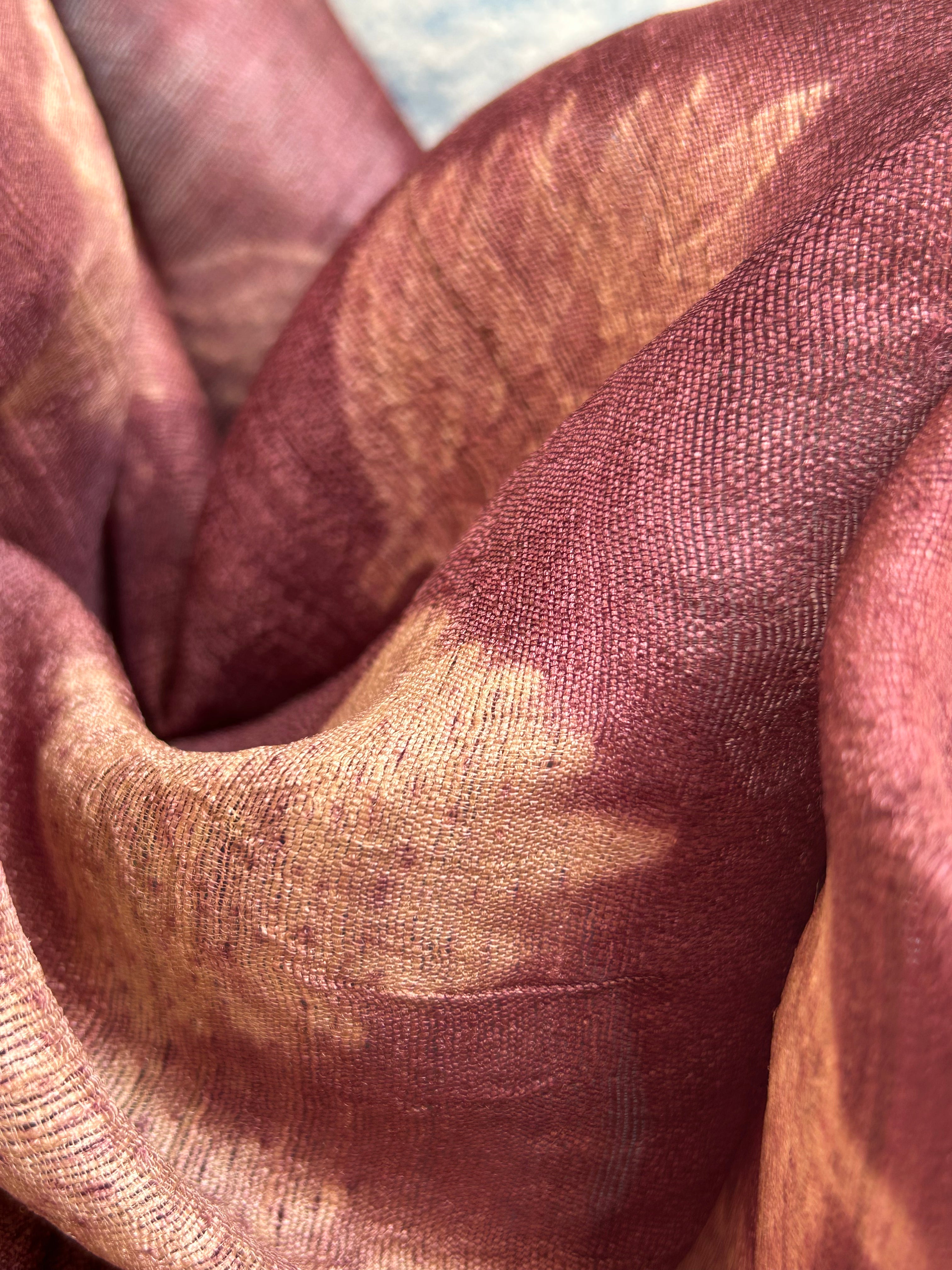 Handwoven & Handmade Tussar Shibori Kurta Dupatta Set