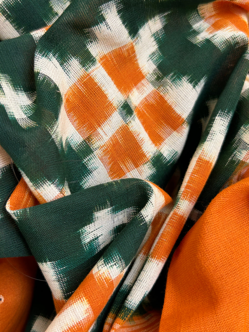 Handwoven Double Ikat Kurta Telia Rumal Dupatta Set