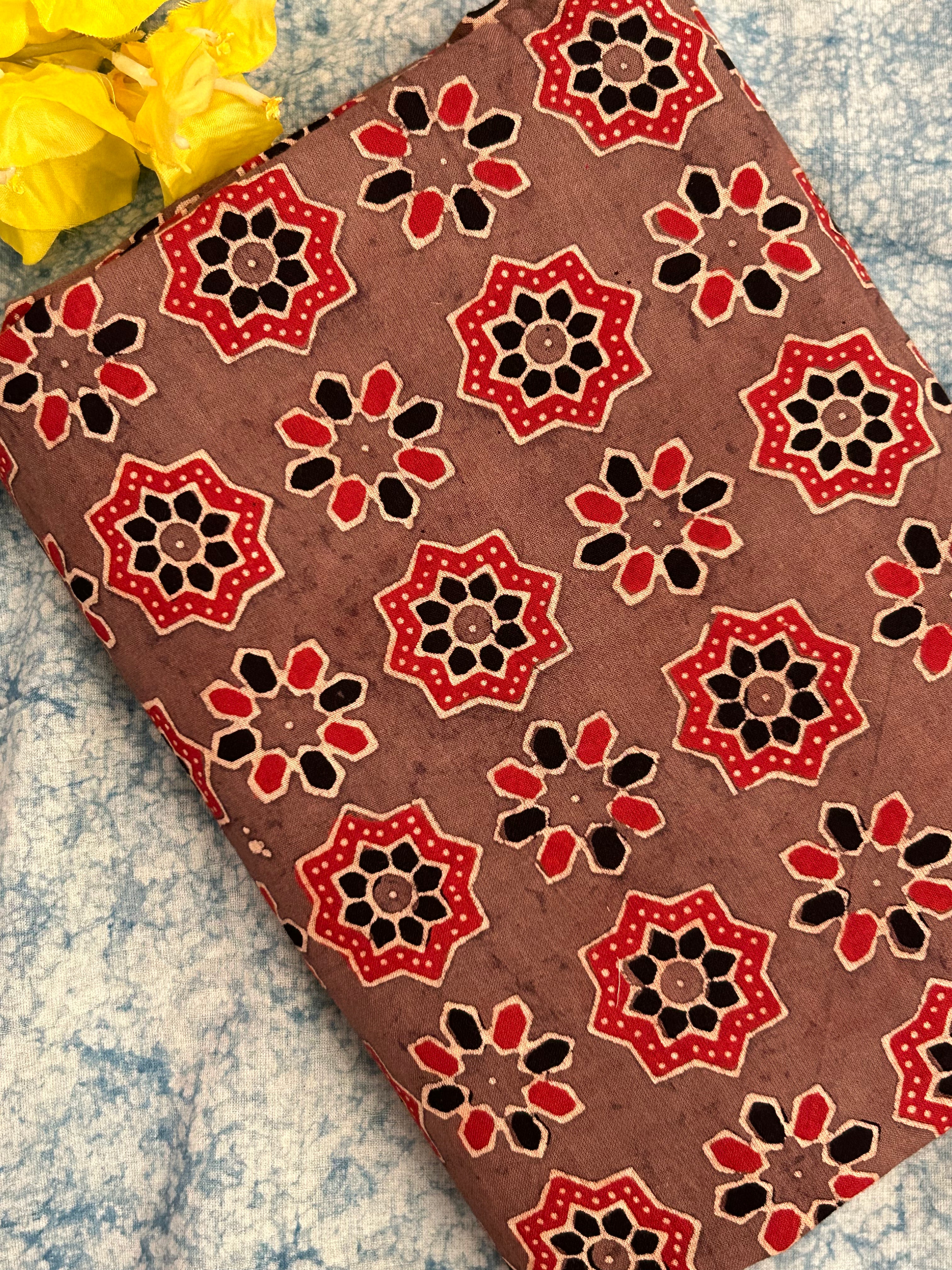 Natural Dyes Handblock Ajrakh Cotton Kurta 2.5m