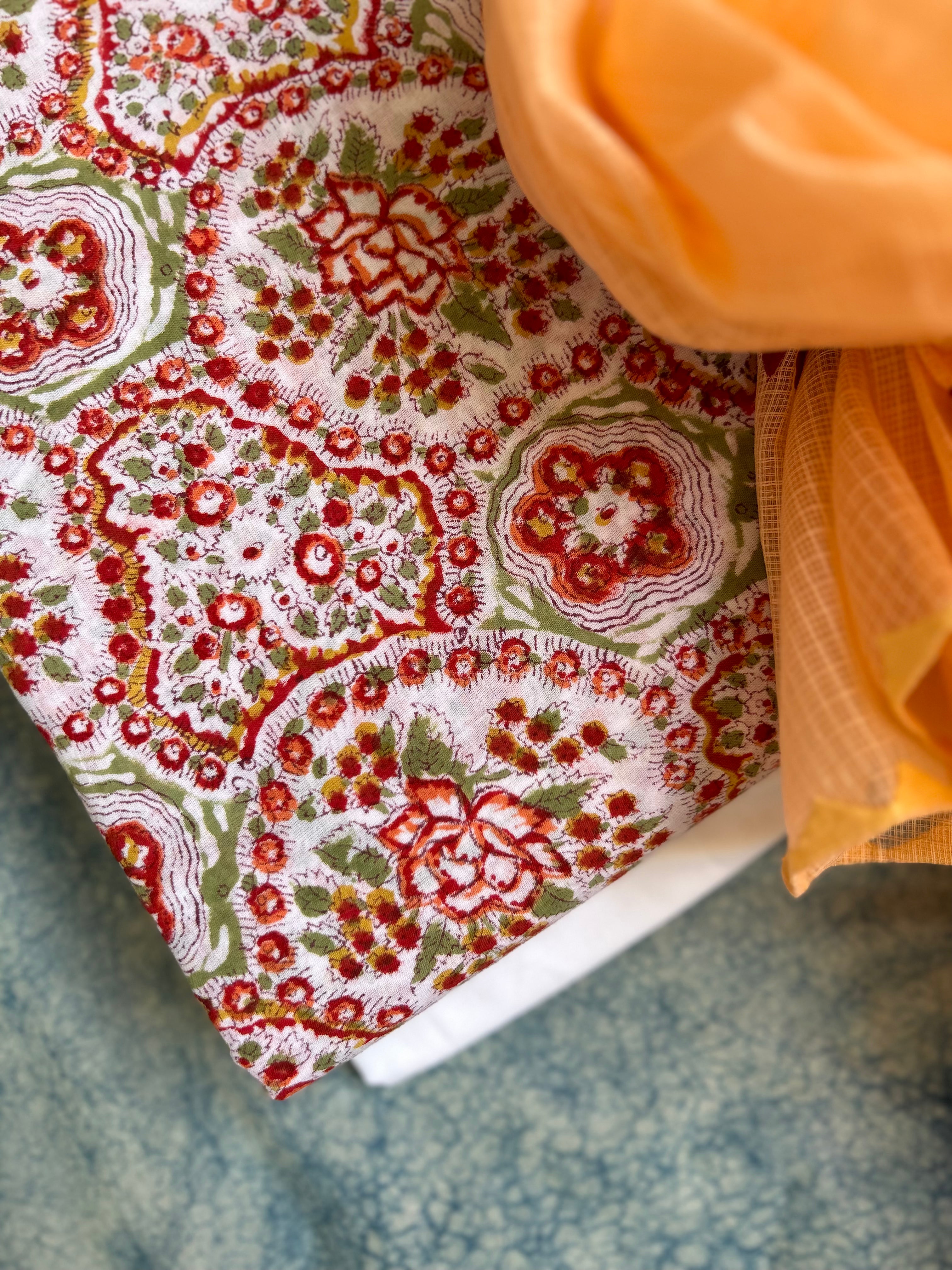 Handblock Handdone Applique Cotton Kota Suit