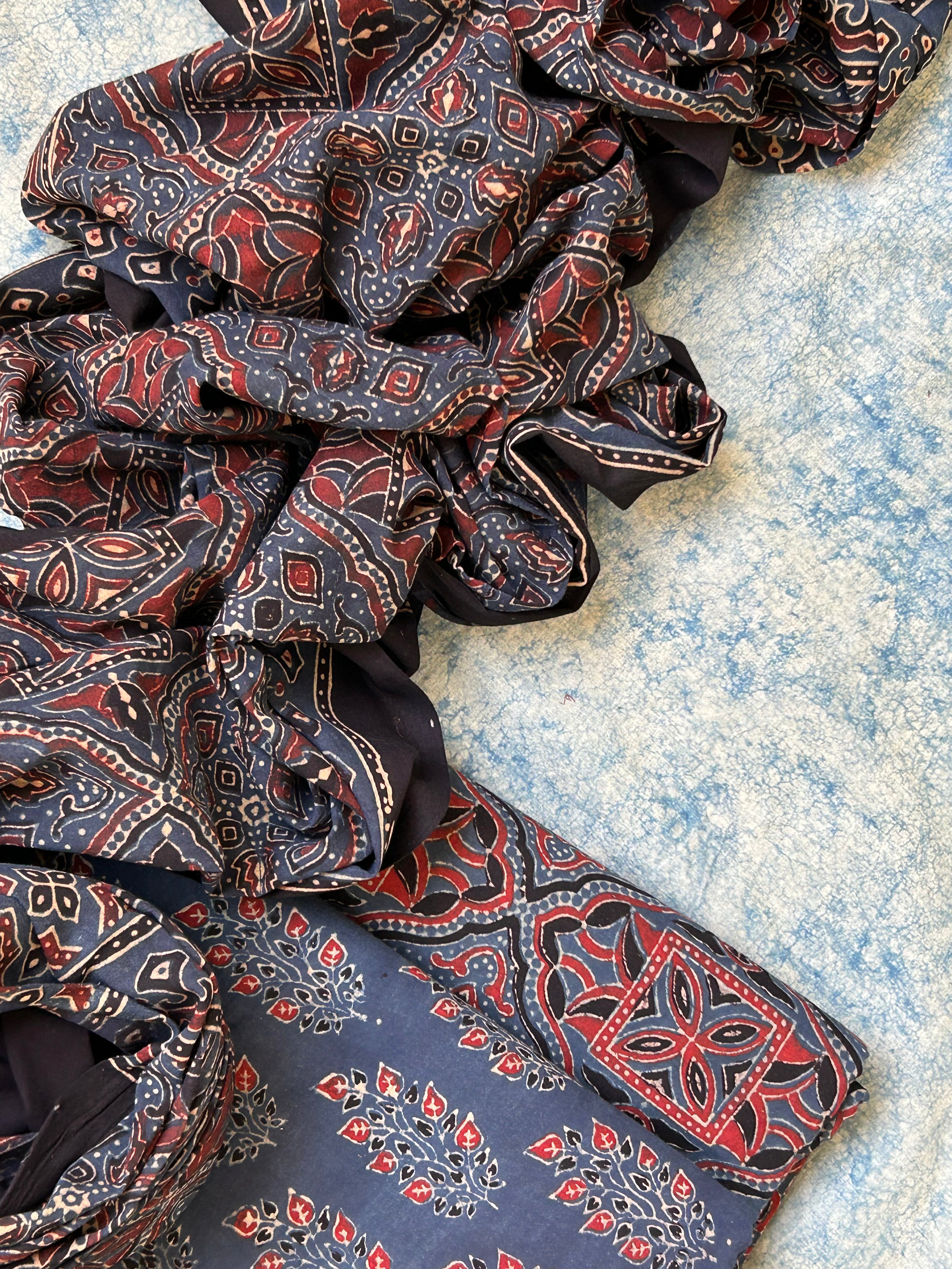 Natural Dyes Handblock Ajrakh Cotton Suit
